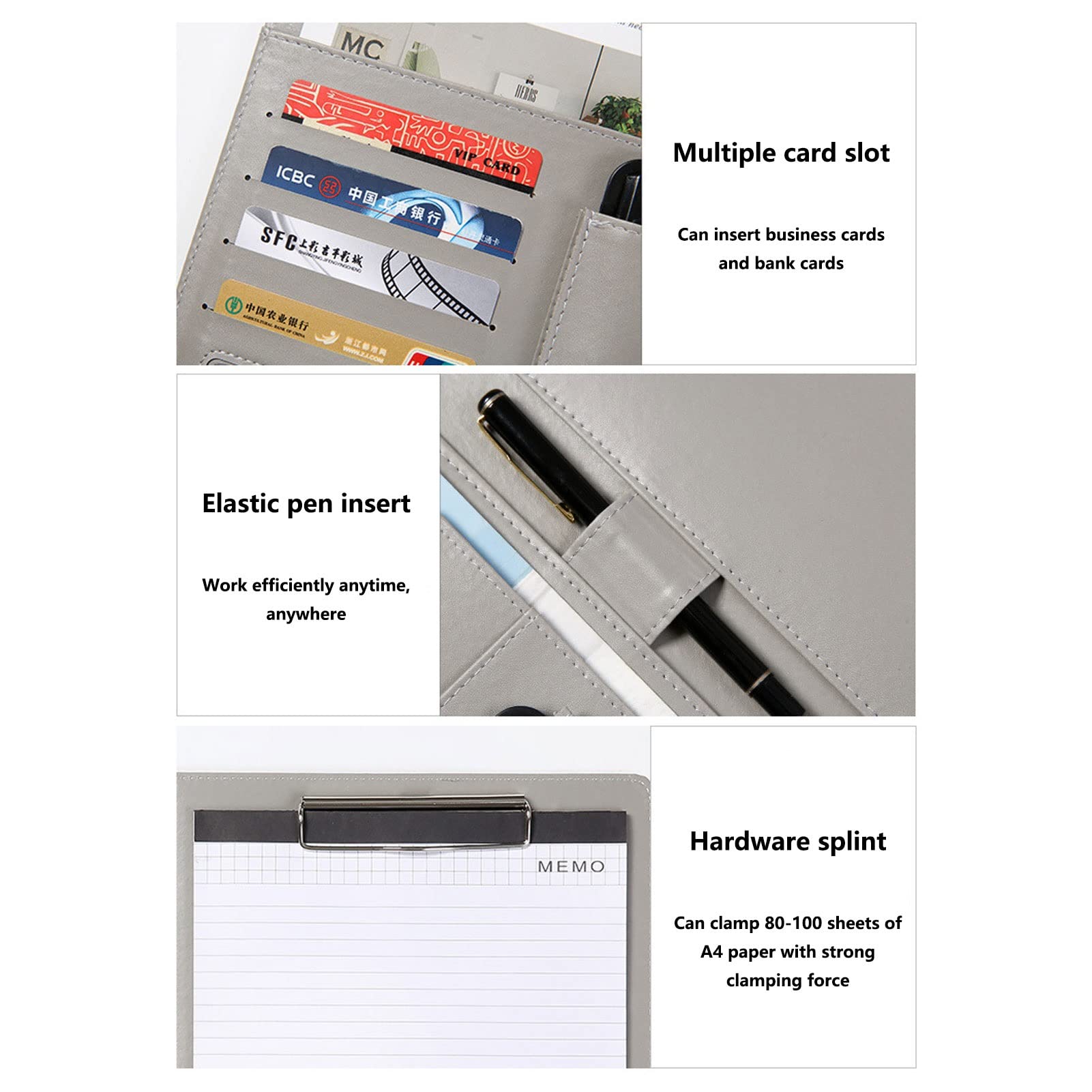 Porte Documents Portfolio Multifonctionnel A4 Folder Professionnelle Dossier De Conférence en Cuir avec Porte Cartes De Visite pour Les Femmes Hommes (Color : Brown)