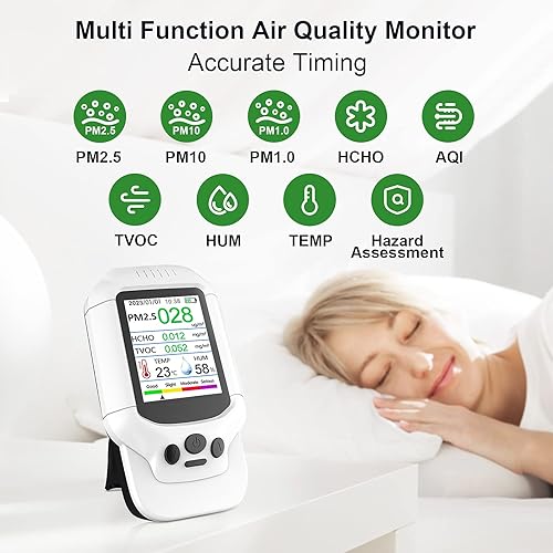 Miniatura 2 de Monitor de calidad del aire, detector de formaldehído, medidor de temperatura y humedad, probador de contaminación, sensor detecta PM2.5PM10PM1.0
