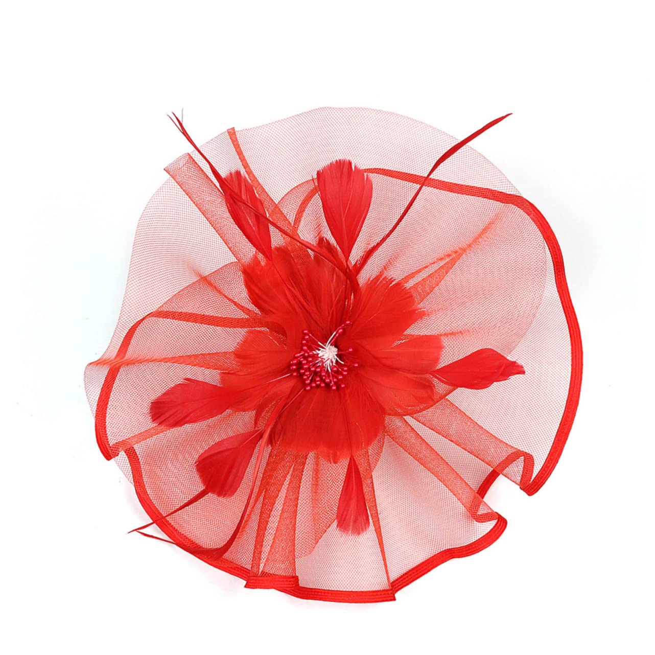 Housoutil 2pezzi Fascinator Creativo Rosso Con Fiore Cerchietto Elegante Per Feste Matrimoni e Occasioni Speciali Accessorio Da Ballo e Cosplay Per Donne e Ragazze