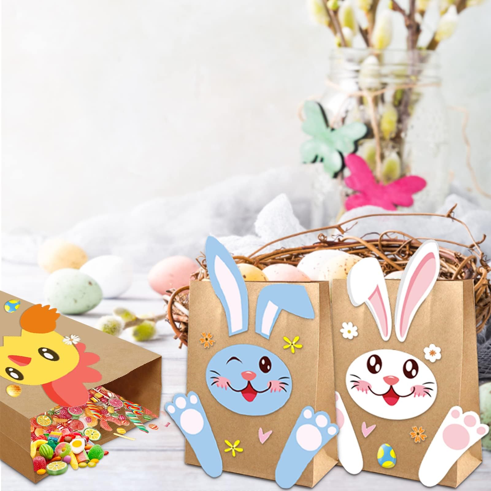 Sacchettini Compleanno Bambini Xuniea 3 Pezzi Sacchetti Pasquali In Feltro Sacchetti Regalo Per Fiori 22 X 18 X 7 Cm Borsa Con Manico Cestino Pasquale Borse Per Caccia Alle Uova Di Bustine