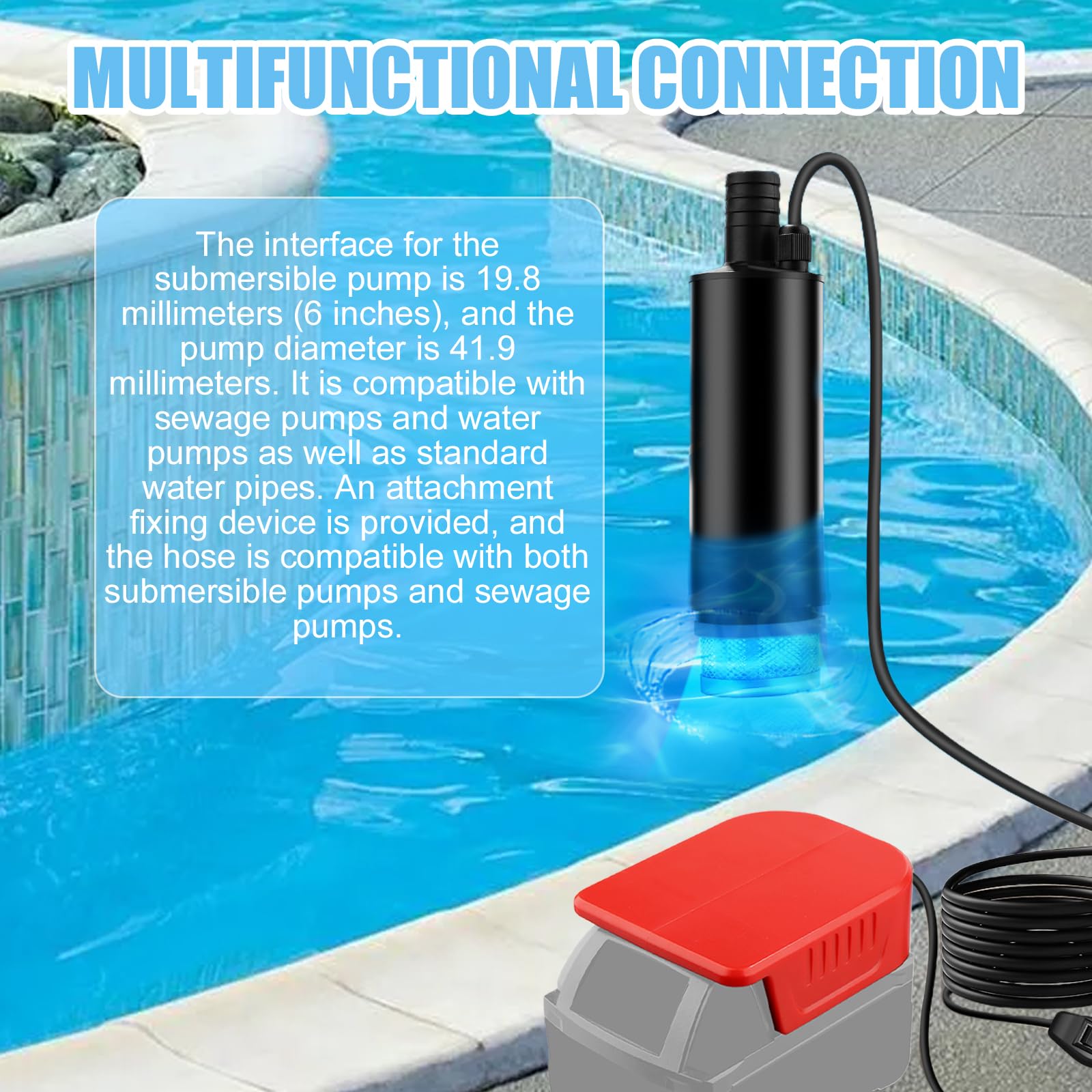 Pompe submersible compatible avec Einhell, pompe à eau pour Einhel, pompe submersible pour batterie Einhells 24 V, pompe à eau usée, mini pompes à eau pour Einhells, pour jardin, réservoir, piscine