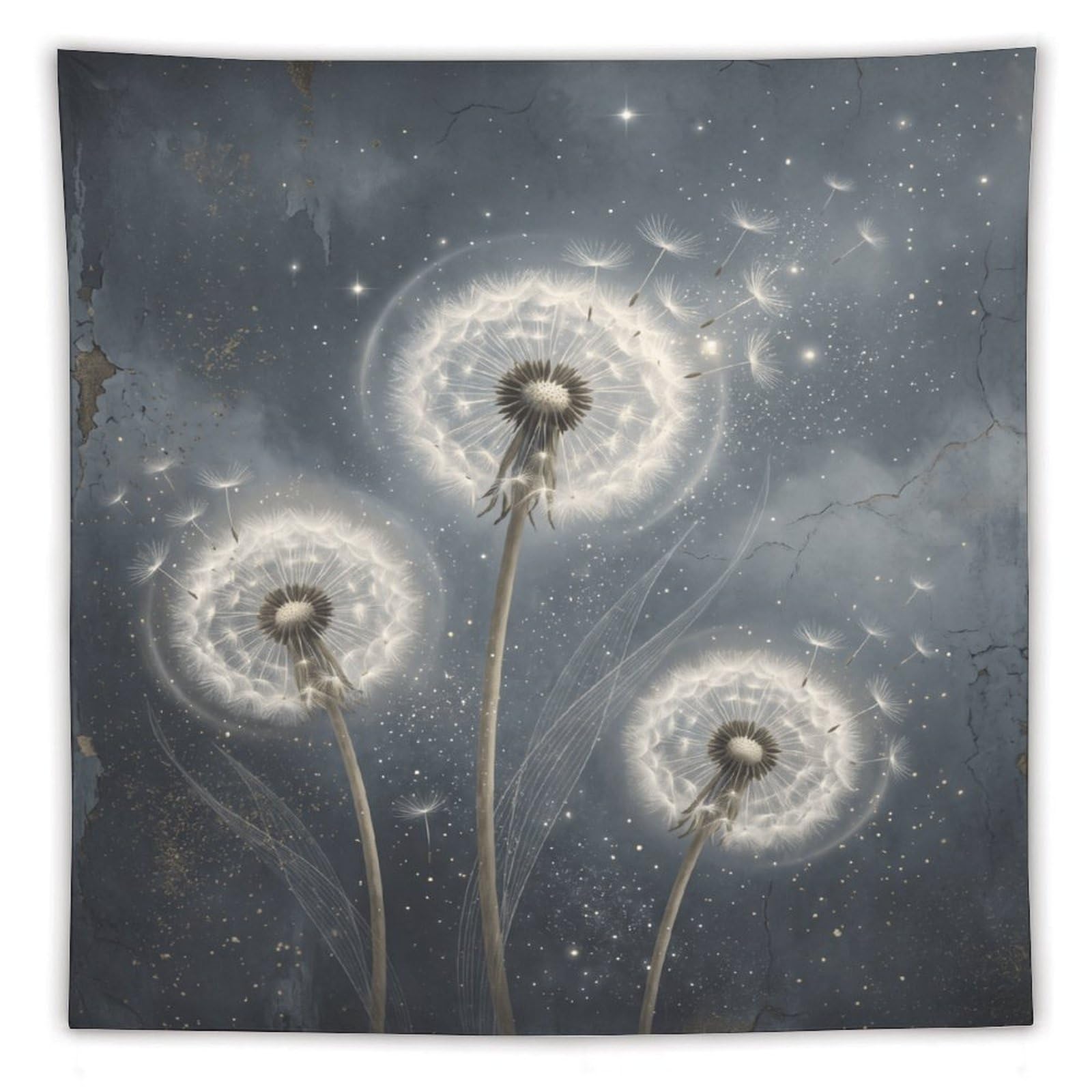 W7C8U2X3 Dandelion Glow Wall Tapestry, Botanical Watercolor, College Dorm