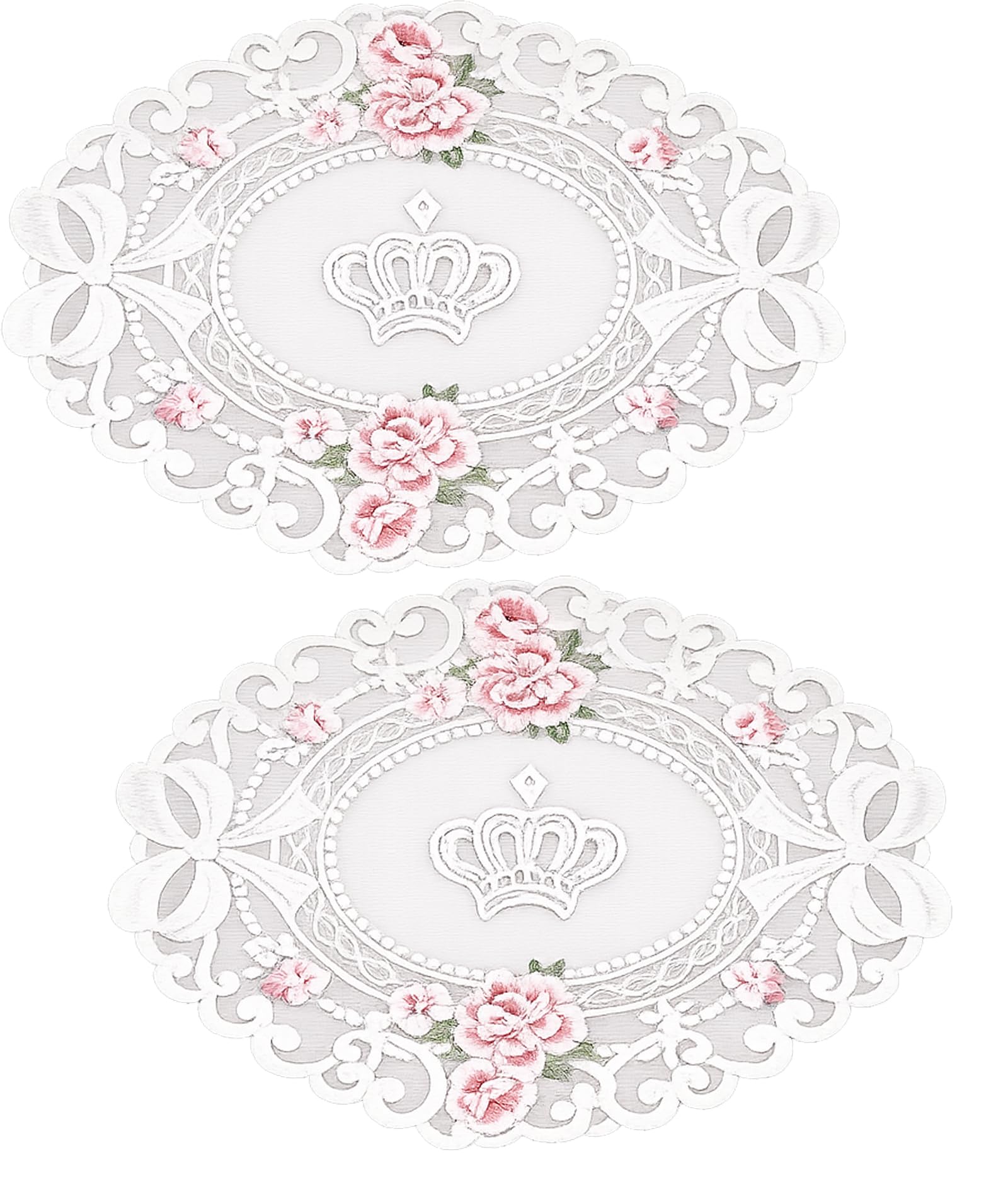 2 PCS Lace Placemats, Vintage Table Decor for Dining Table and Side Table Cover, French Country Style Oval Placemats, Ideal for Retro Wedding and Home Decor-image-22