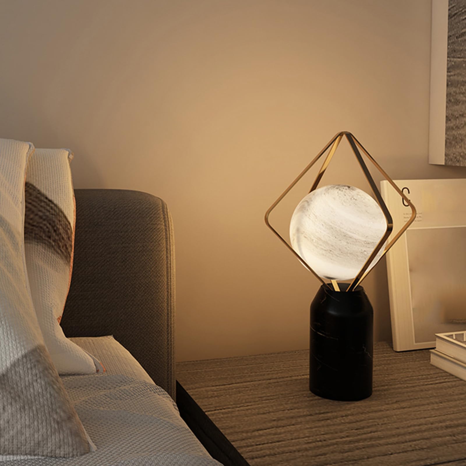 TTDGYYXW Bateria kuchenna Lampy biurkowe Lampka nocna LED Światła planety Lampka nocna Lampka do czytania Wnętrze Dekoracyjna stołowa (Rozmiar: ściemnianie w trzech kolorach, kolor: szary)