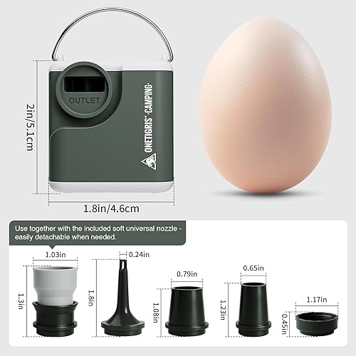 Miniatura 6 de OneTigris Bomba de aire portátil para inflables, mini bomba de colchón de aire con luz de campamento y batería de 2400 mAh, pequeña bomba de aire