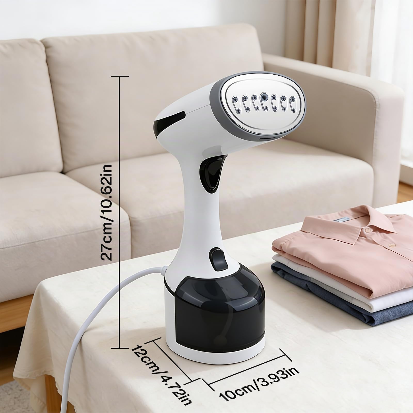 Cadrim Plancha Vertical Vapor de 1600 W con 250 ml con depósito de agua y 3 niveles de vapor,Calentamiento Rápido de 20 Segundos,Ideal para el hogar, la oficina y viajes