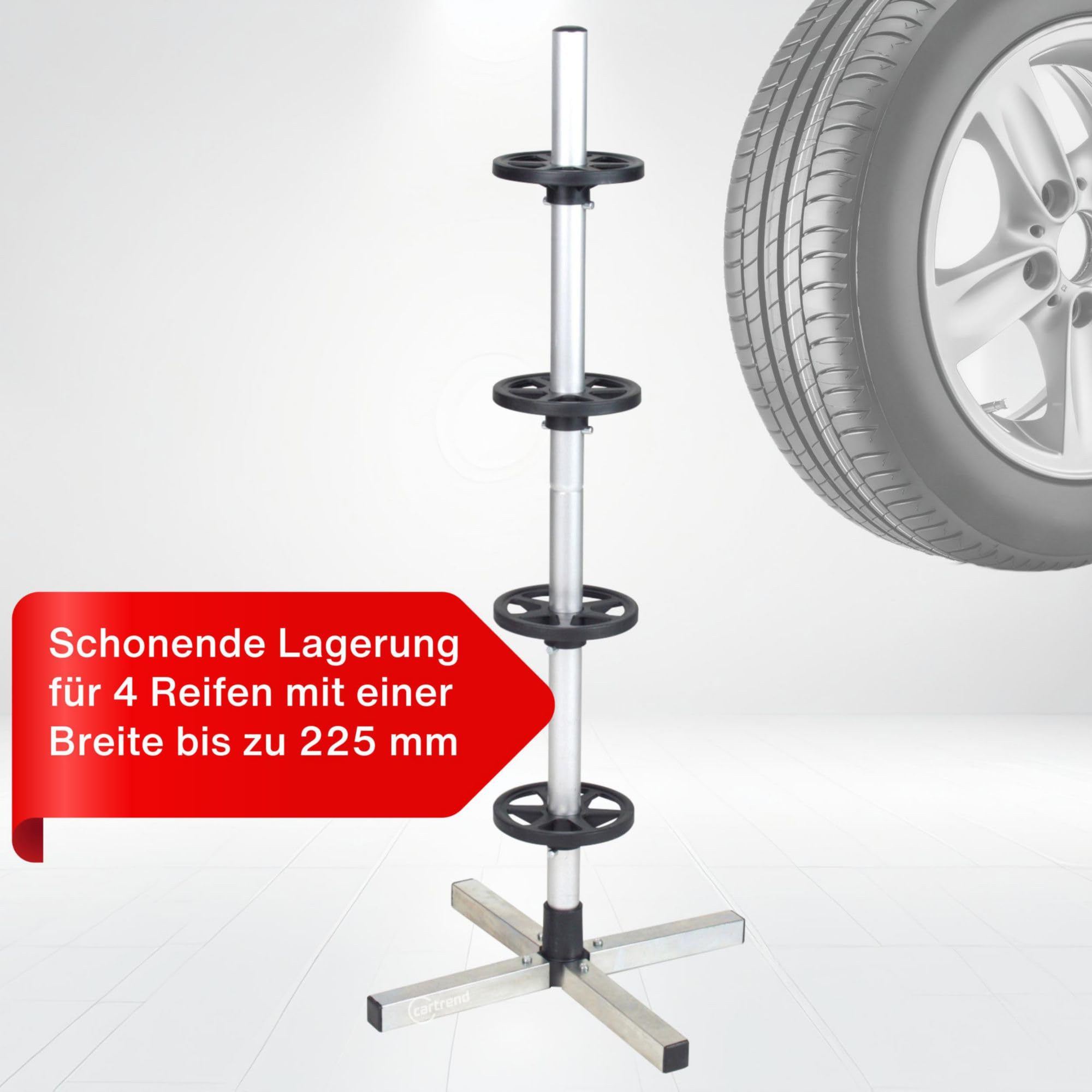 cartrend Unitec 1090 Arbre de Stockage de pneus, Argenté/Noir