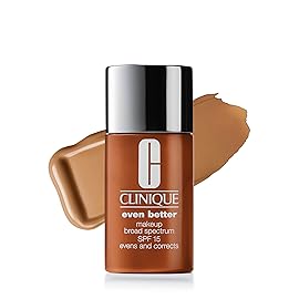 Clinique Even Better Makeup Liquid Foundation SPF 15 With Vitamin C For Dry + Oily Combination Skin Types | Medium Coverage + Natural Finish | Evens Skin Tone + Reduces Dark Spots, Mocha, 1 Fl Oz