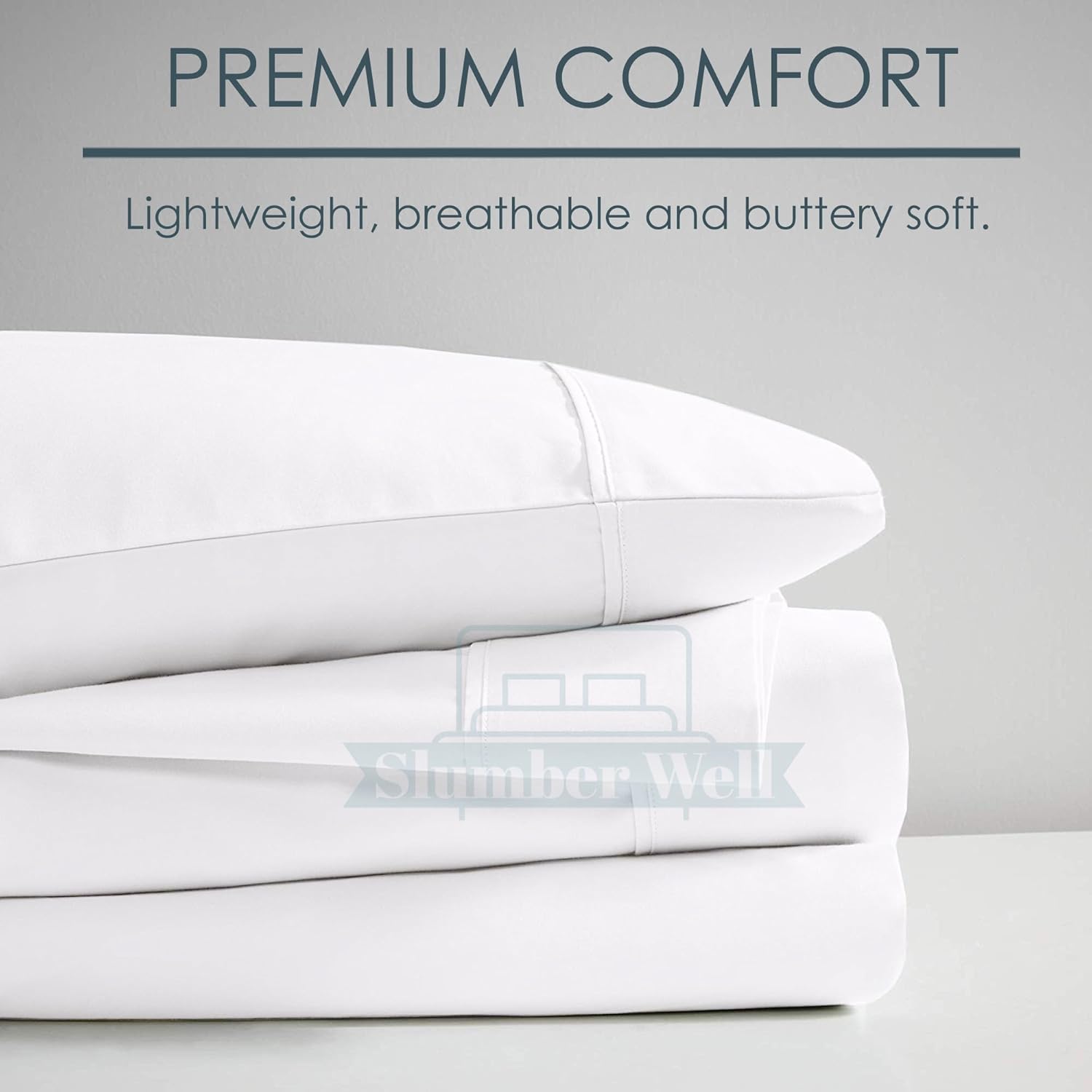 SlumberWell 4 Piece Sheet Set Queen Size, 100% Egyptian Cotton, 12 Inch Deep Pocket, Breathable Cooling & Super Soft Hotel Bed Sheets, White Solid