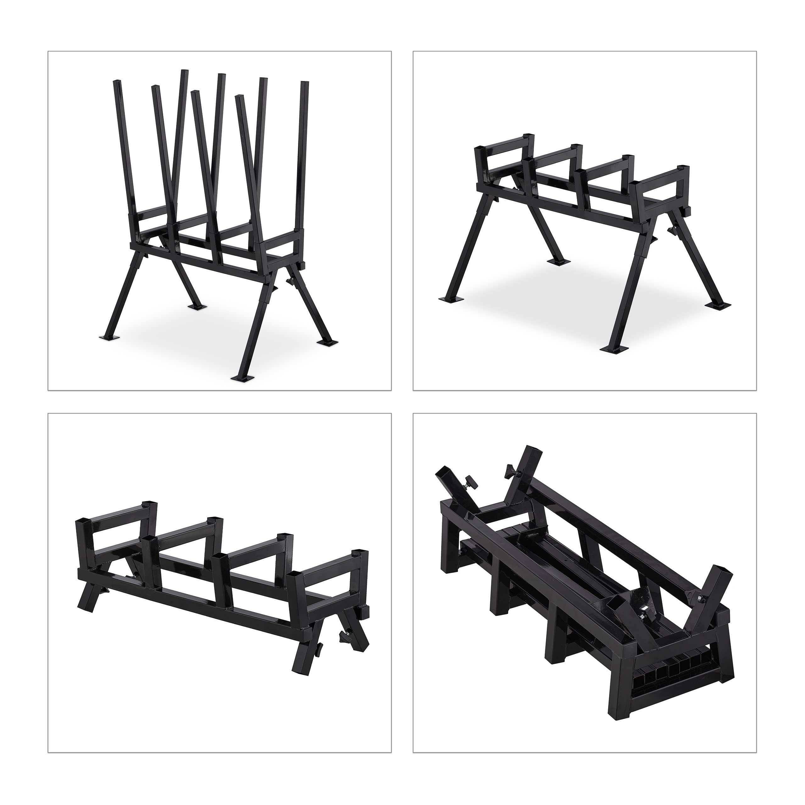 Relaxdays Chevalet de sciage, Charge maximale 400 kg, Acier Robuste, HLP: 107 x 81 x 53 cm, pour Couper Le Bois, Noir