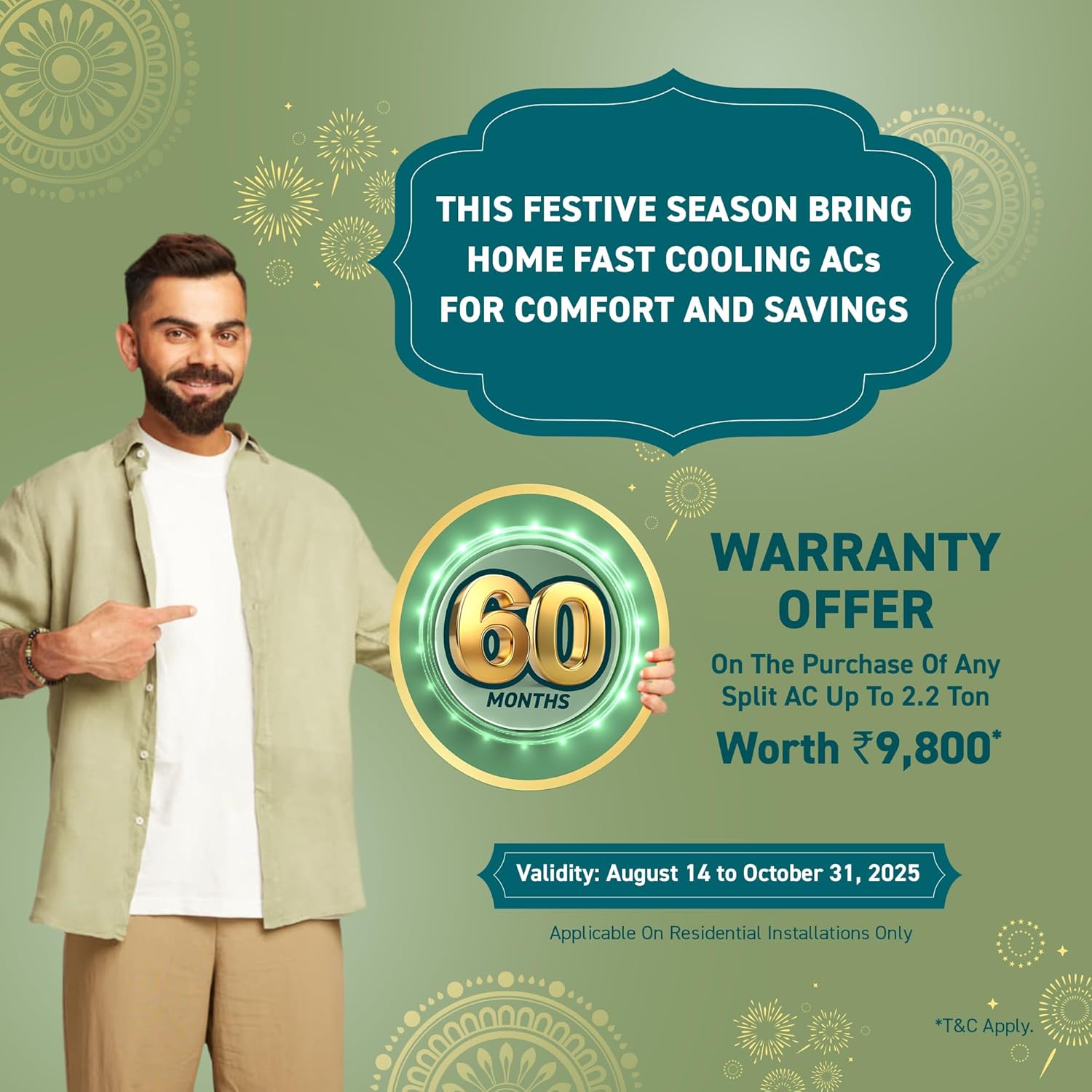 Diwali Offer Buy Now Blue Star 0.8 Ton 3 Star, 60 Months Warranty, Inverter Split