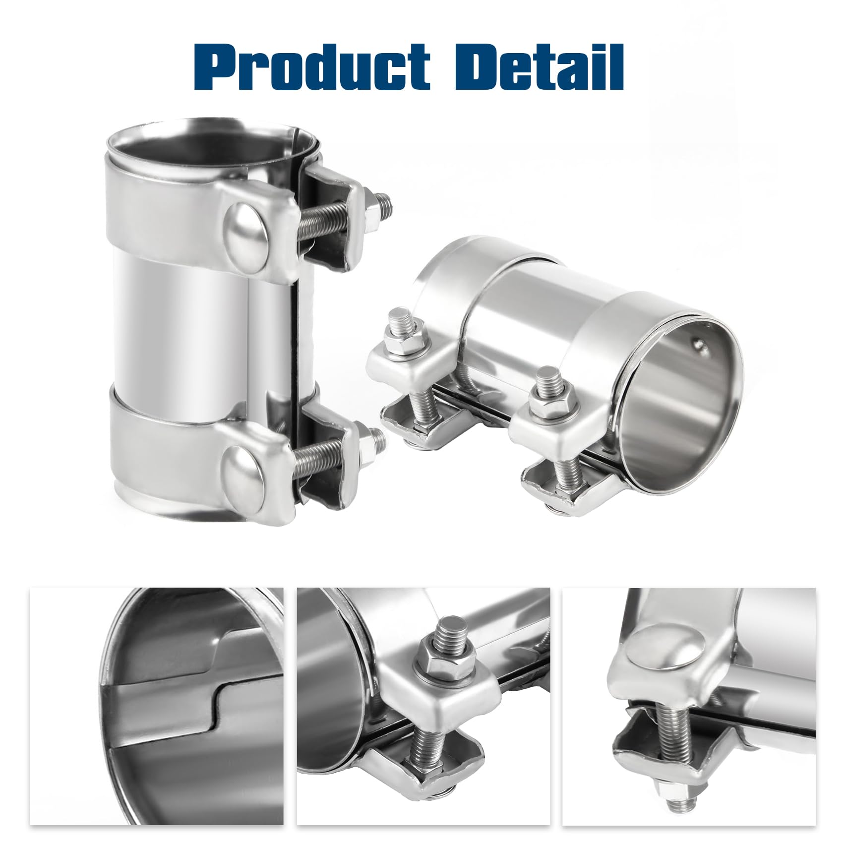 DOCAS Ø 60 mm x 95 mm lunghezza Morsetto per tubo di scarico, morsetti di scarico con doppio morsetto inossidabile universale per auto (2 pezzi)