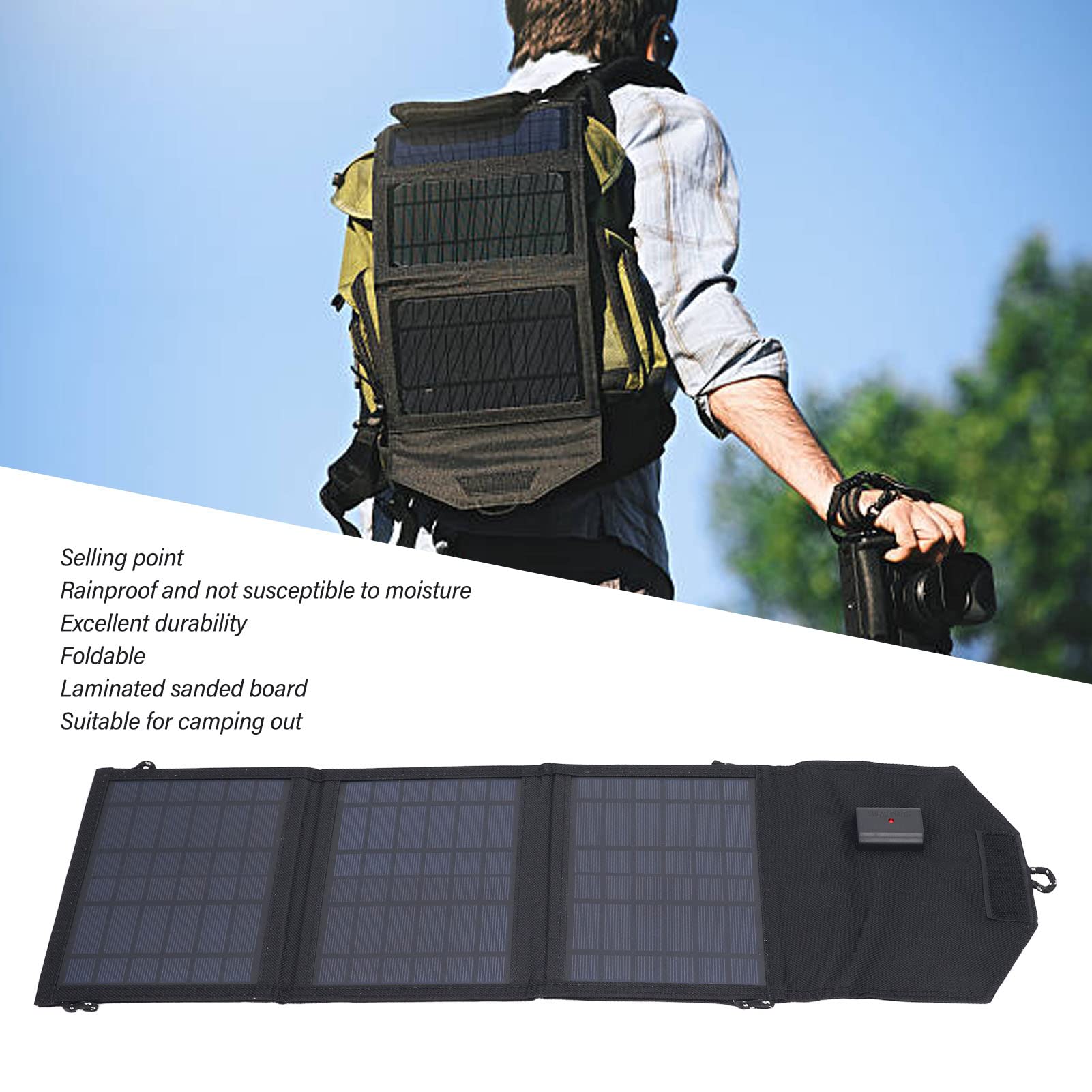 Przenośna ładowarka solarna Fictory zestaw ładowarek do paneli słonecznych, przenośny składany moduł z polikrzemu 10,5 W, wyjście USB 5 V, 3 płyty do małego telefonu i aparatu, lekki