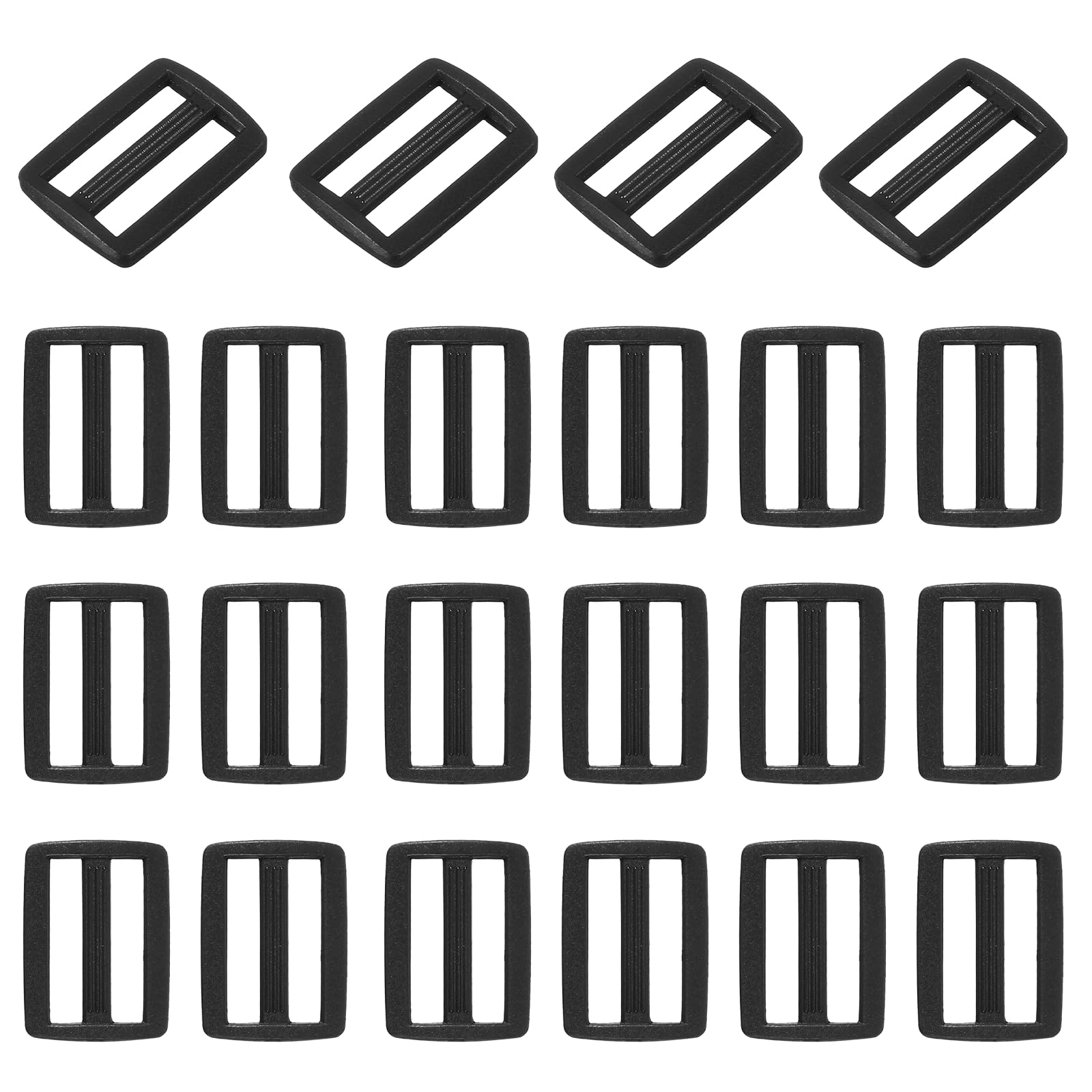sourcing map 22 Pcs Tri-Glide Slider, 3/4 Inch Triglides Slider Buckle for Backpack, Black