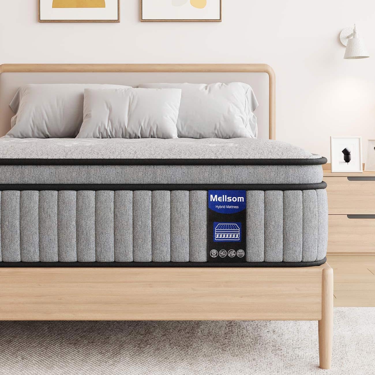 Mellsom King Mattress 5FT, Gel Memory Foam 7 Zone Pocket Sprung Hybrid King Size Mattress, 10 Inch Orthopedic Medium Firm Mattress for Pressure Relief Motion Isolation, 150x200x25cm