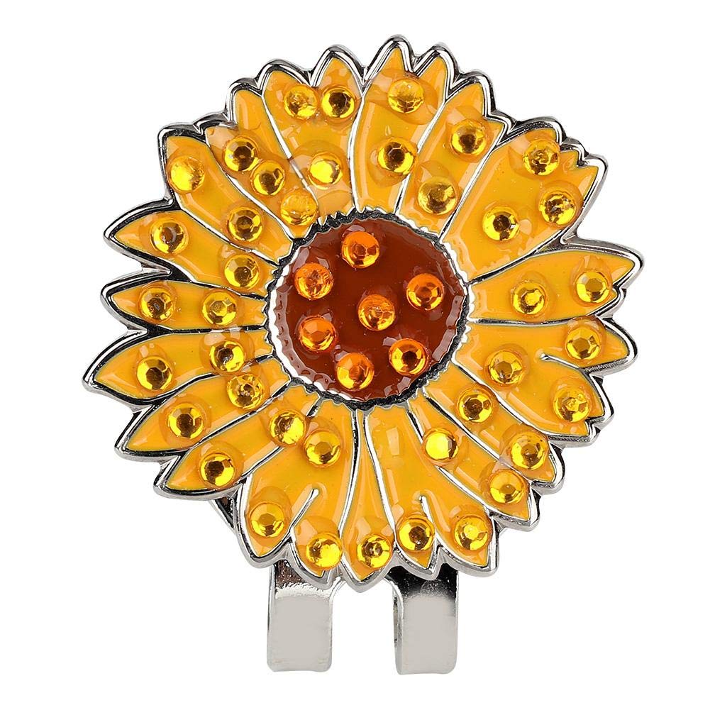 Vbest life Cute Pattern Golfball Hat Clip with Detachable Magnetic Ball Marker Golfball Accessory for Women Kids (Chrysanthemum)