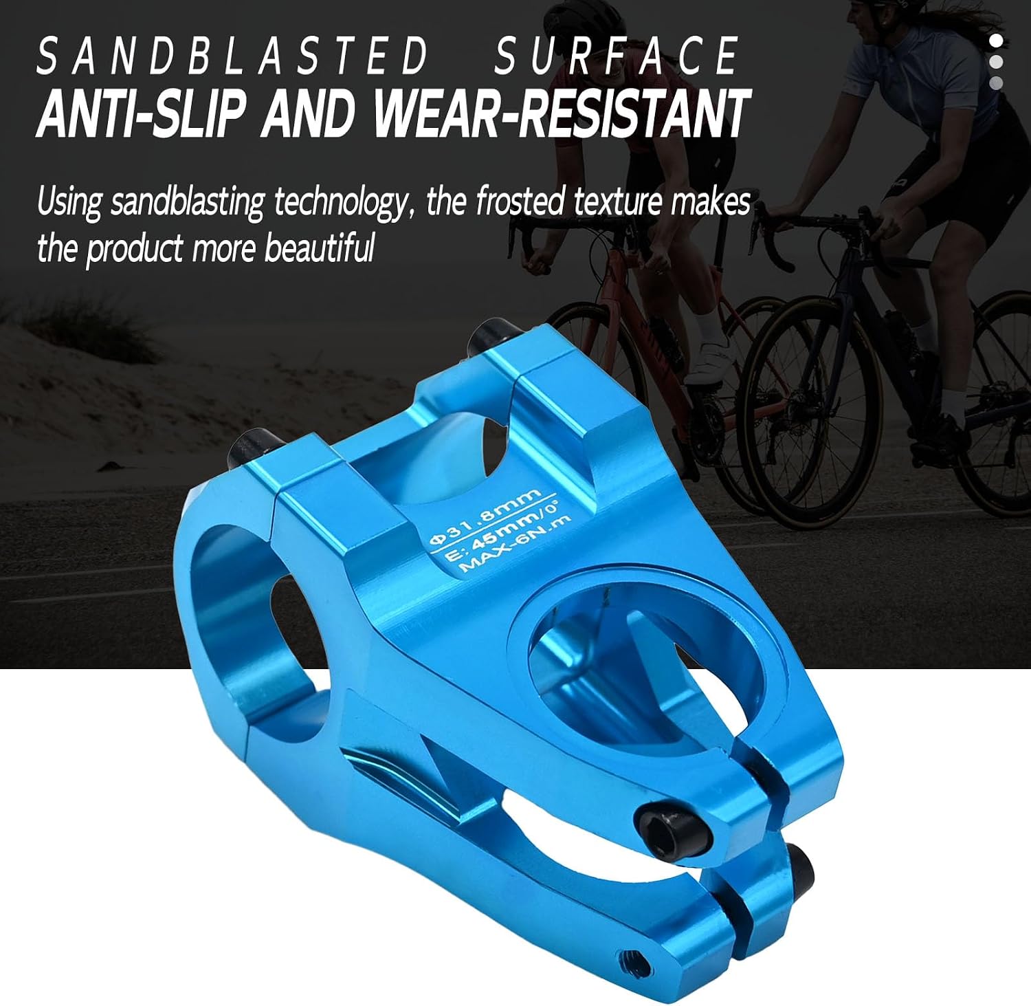 31.8mm Handlebar Stem 45mm MTB Stem Riser 1-1/4" Clamp, Short Bike Stem Replacement for Most Road Bicycles, Mountain Bikes, BMX, and Cycling Handlebars - 1.77" Rise Blue
