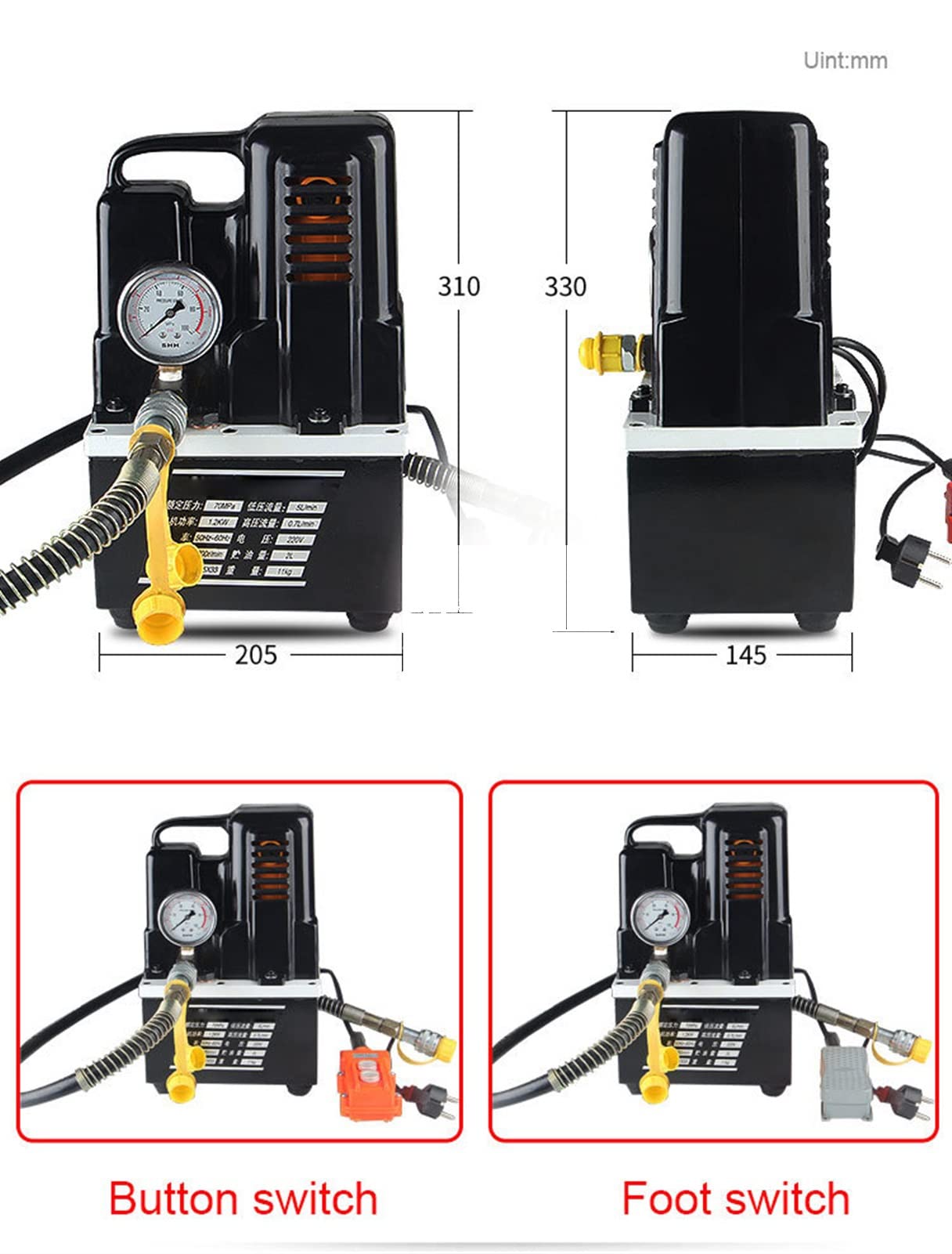 QQ-700/GYB-63D Przenośna hydrauliczna pompa oleju 2L bardzo mała elektryczna pompa hydrauliczna 3700r/min Ultra wysokociśnieniowa pompa 110 V/220 V EL