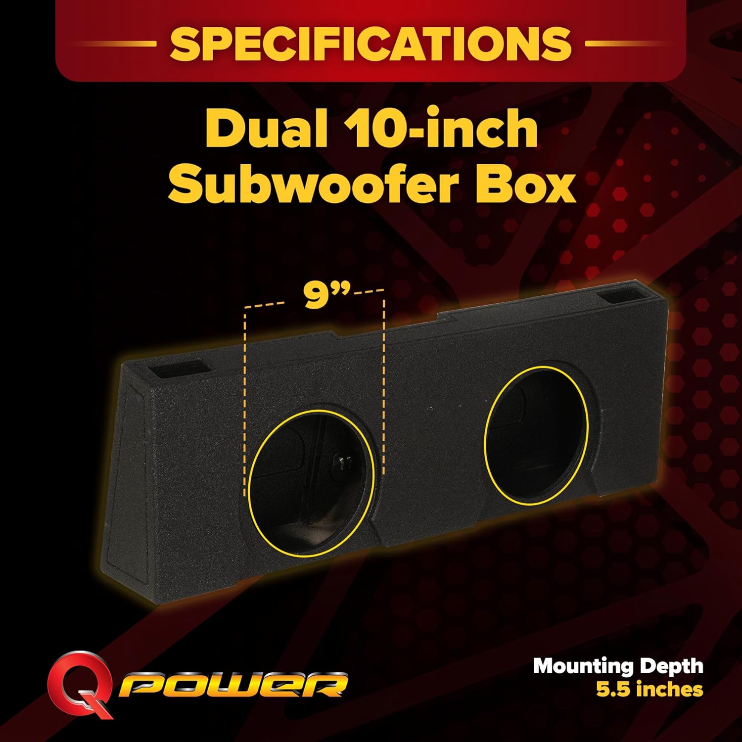 Q Power Dual 10in Underseat Upfire Subwoofer Enclosure, Ported Sub Box Compatible with Chevy Silverado Crew Cab and GMC Sierra Crew Cab 2007-2013
