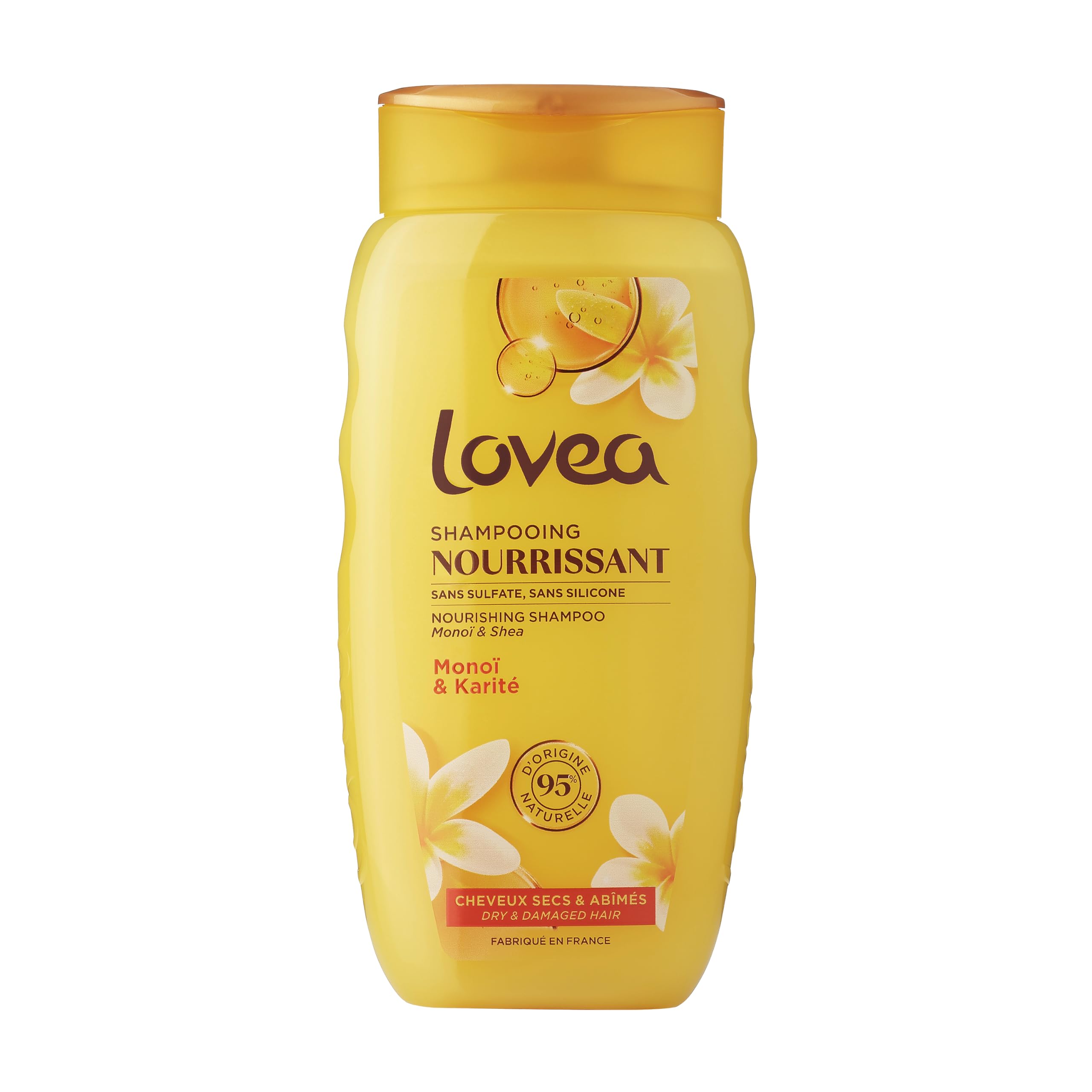 Lovea Shampoo 250 ml with Monoi and Karite Oil, Dry and Damaged Hair