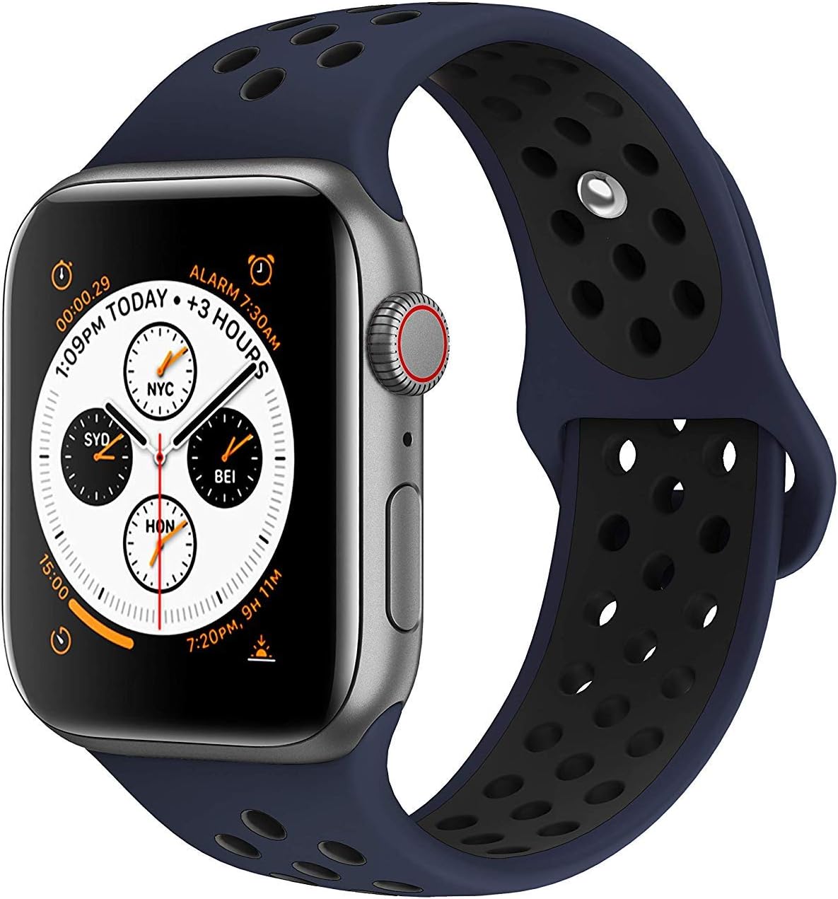 Hodleys Compatible for Apple Watch Bands 38mm 40mm 42mm 44mm,Soft Silicone Wristband Compatible for iWatch Apple Watch Series 1/2/3/4 (42/44MM, Obsidian/Black)