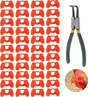 Lainrrew 41 Pcs Pinless Peepers with Pliers Set, Poultry Blinders Chicken Peepers Chicken Spectacles Anti-Pecking Pheasant Eye Glasses (Red)