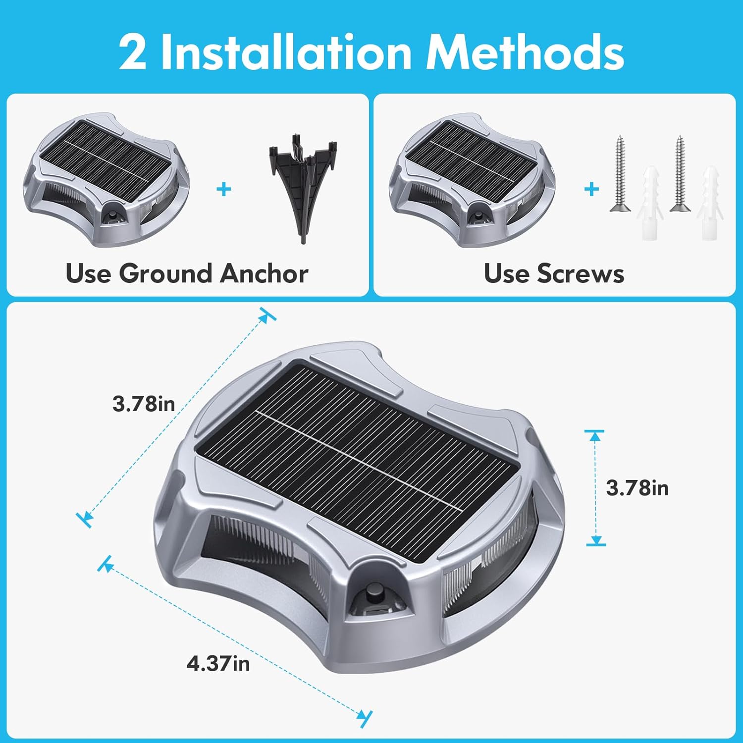 Bosceos Solar Driveway Lights Deck Dock Lights Outdoor 12 Pack, 9 Colors in 1, Pathway Light Solar Powered Waterproof, LED Marker Marine Light for Warning Driveway Sidewalk Pathway Walkway Step(RGB)