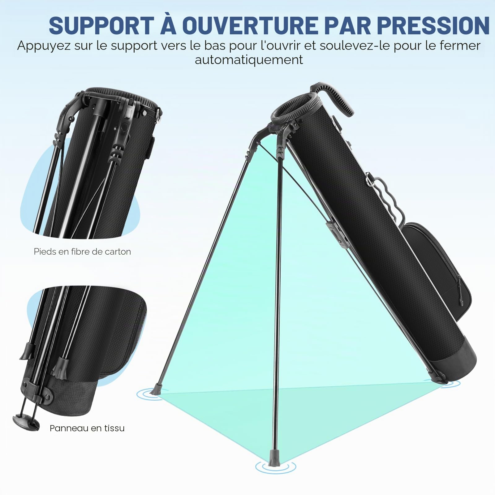 Findway Sac de Golf Léger à Pied avec Sangle, Facile à Porter et Durable pour Le Parcours de Practice, Le par 3 et Les Parcours Exécutifs, 31,5 Pouces de Hauteur
