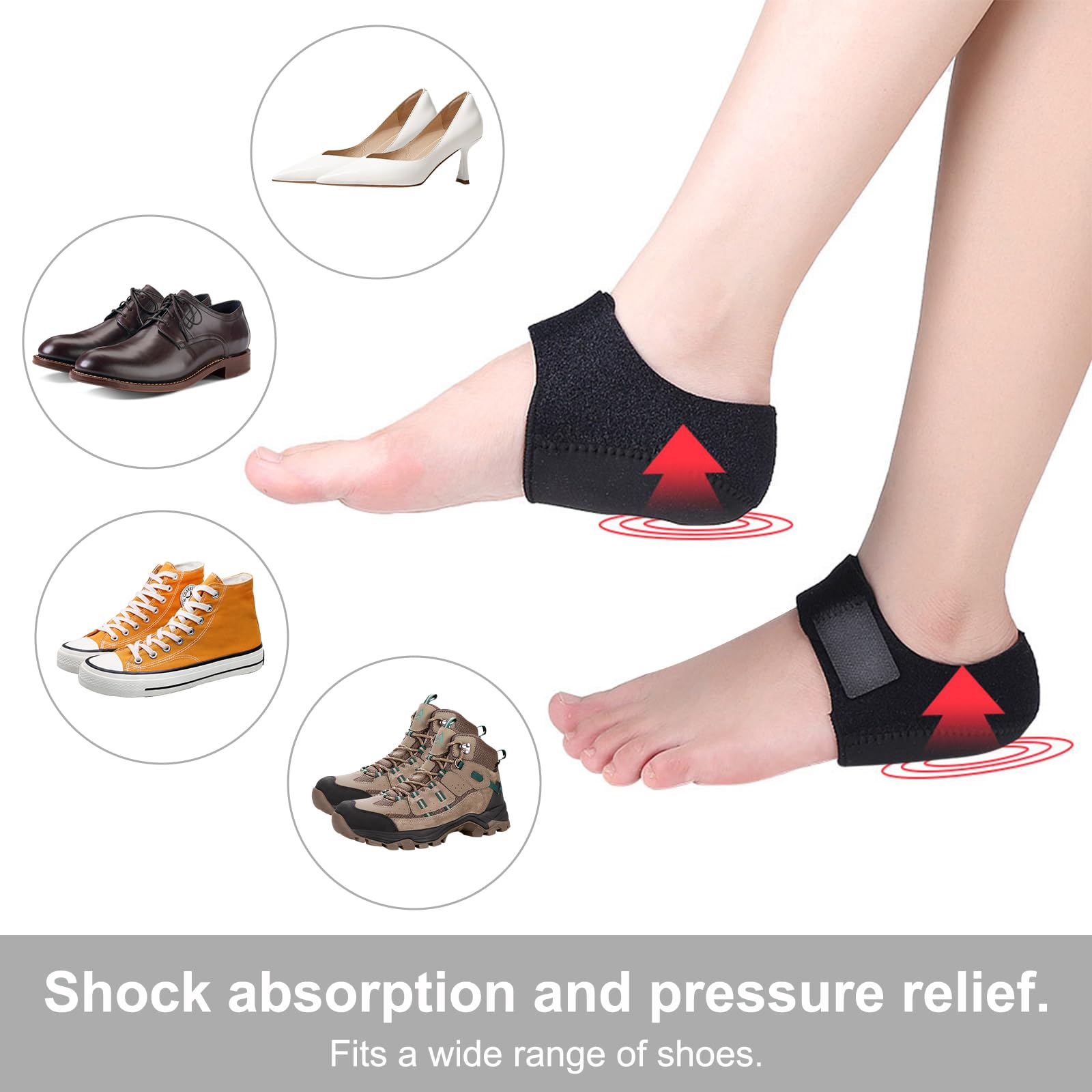 Leikedun 2 pcs de Protector Talon Taloneras Silicona, Ajustables Taloneras Fascitis Plantar para Tendinitis de Aquiles, Espolón óseo, Dolor de Pies, Aliviar el Dolor de Talón(34-40)