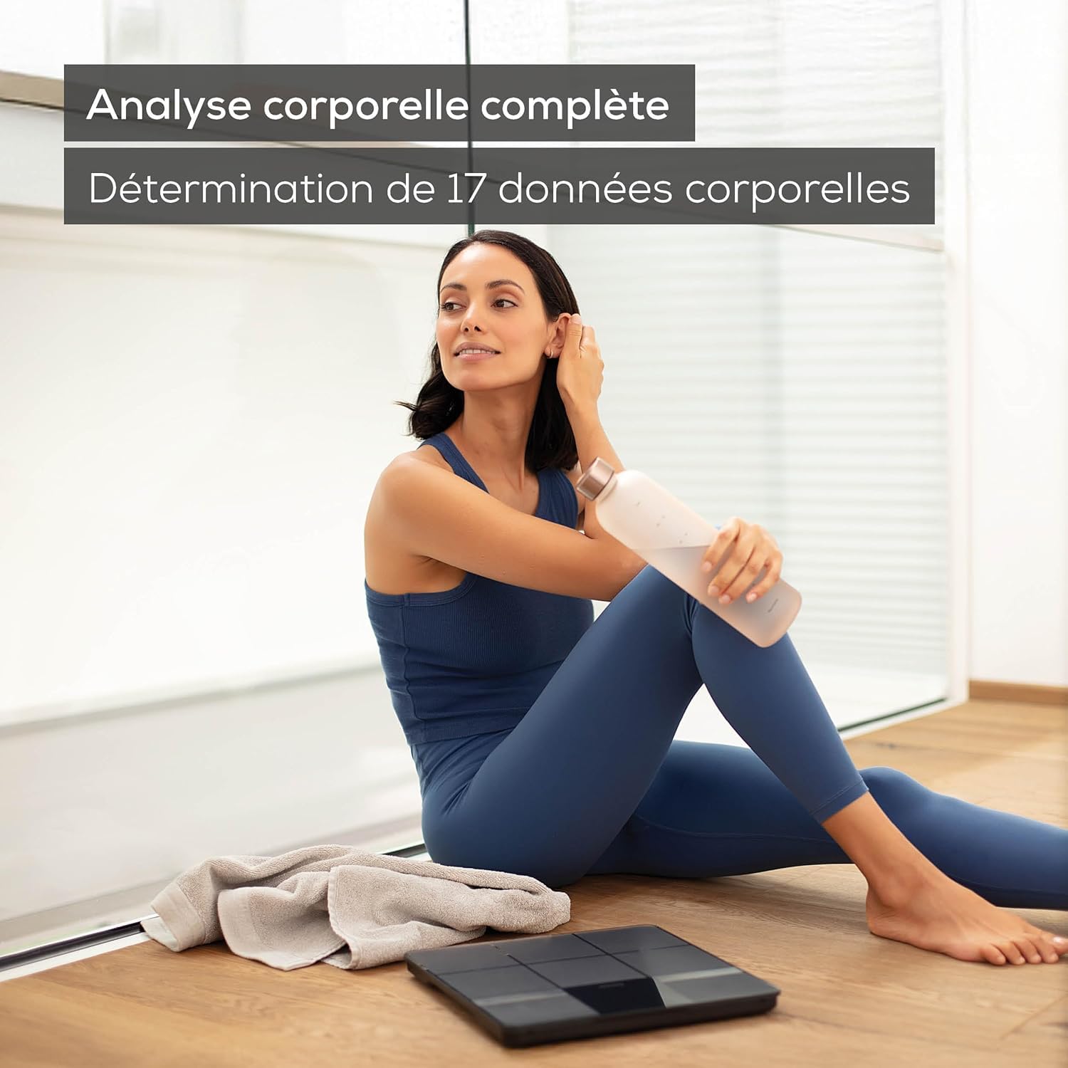 Beurer BF 450 Pèse-personne avec connexion à l'application via Bluetooth, balance impédancemètre numérique avec 17 valeurs mesurées, structure de carreaux mats, 8 mémoires utilisateur, 180 kg