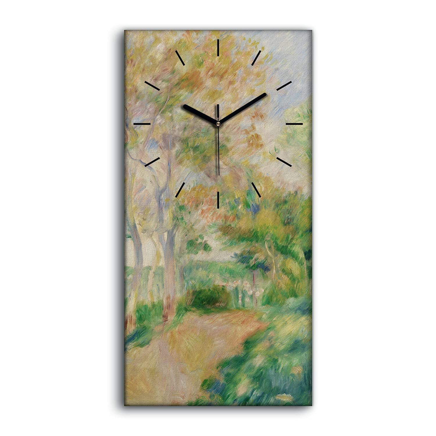 Horloge sur toile silencieuse sans tic-tac 30x60cm forêt abstraite