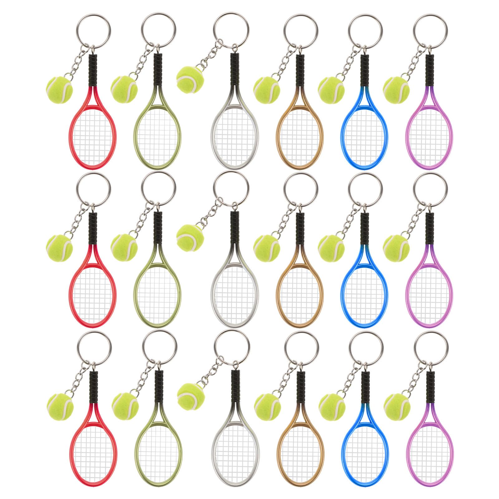 SOIMISS 18 Piezas Llavero de Raqueta de Tenis Mini de Plástico