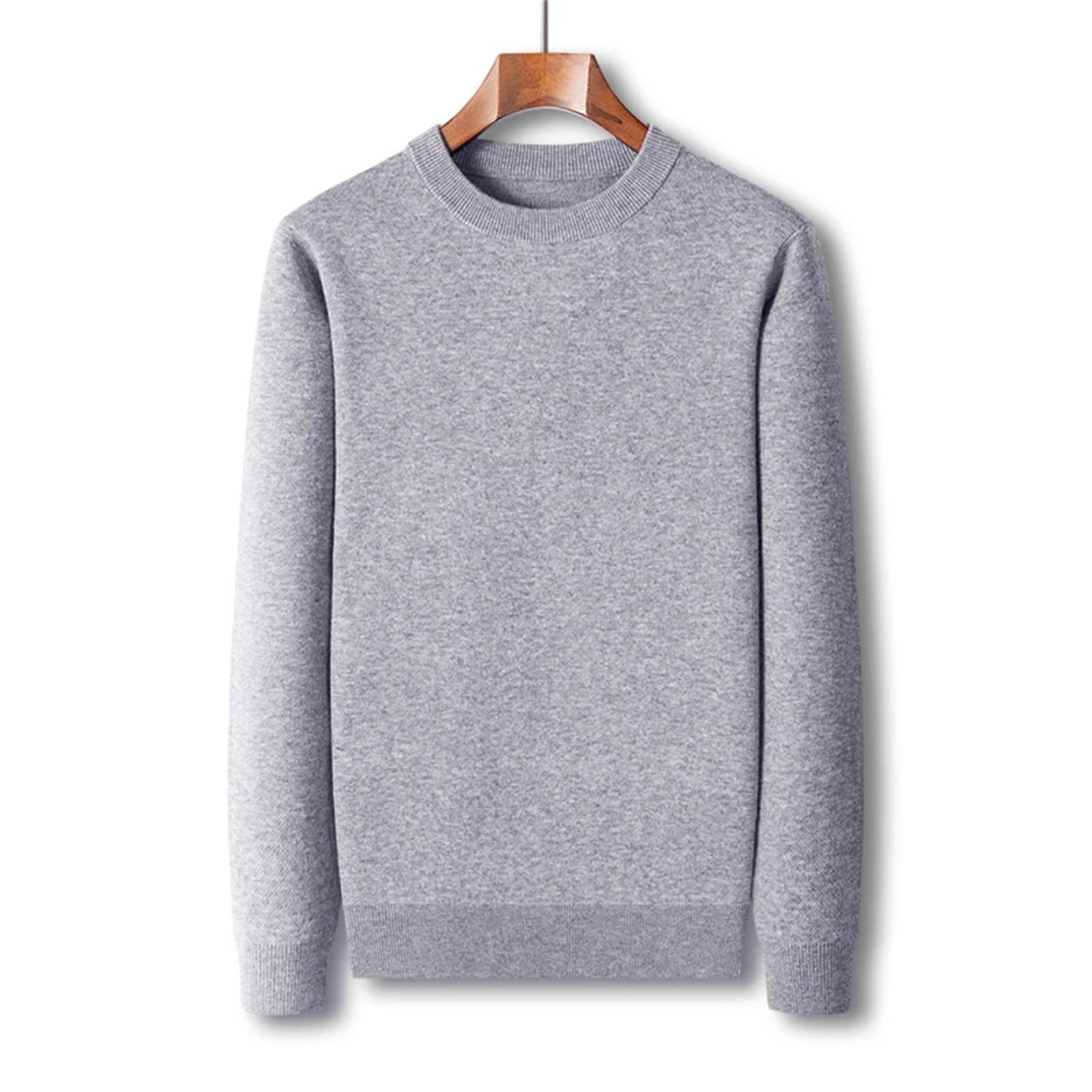 Maglione caldo da uomo in lana tinta unita lavorato a maglia spessa autunno e inverno O-collo a maniche lunghe