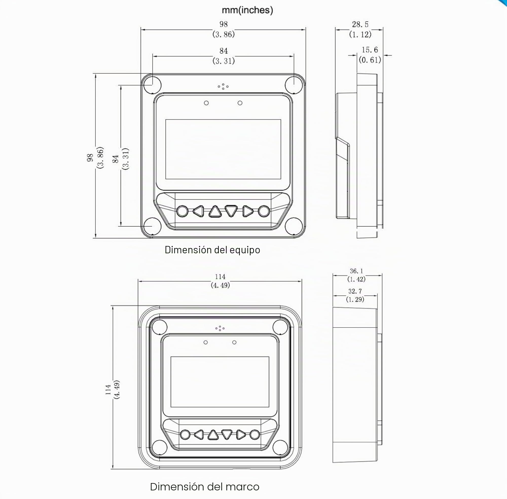EPEVER Medidor remoto de pantalla LCD MT50 Compatible con controlador solar MPPT como Tracer-BN Tracer-AN LS-B LS-BP VS-BN eTracer iTracer