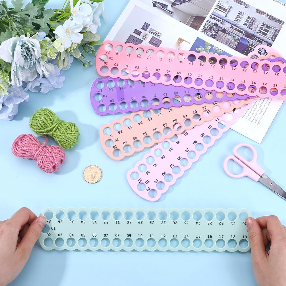 Lot De 9 Cartes Organisatrices Pour Fils à Broder - 37 Emplacements Par Carte, Plastique, 3 Couleurs (rose, Violet, Vert)