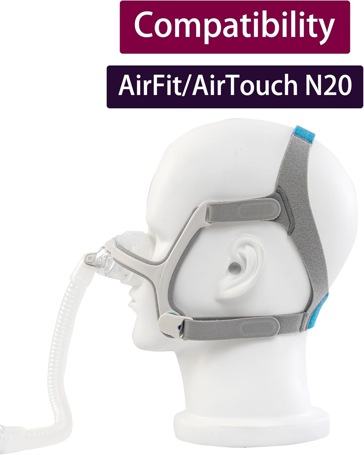 Headgear Strap Replacement for ResMed AirFit/AirTouch N20 CPAP Nasal Mask with Magnetic Clips – Large – 1-Pack - Image 2