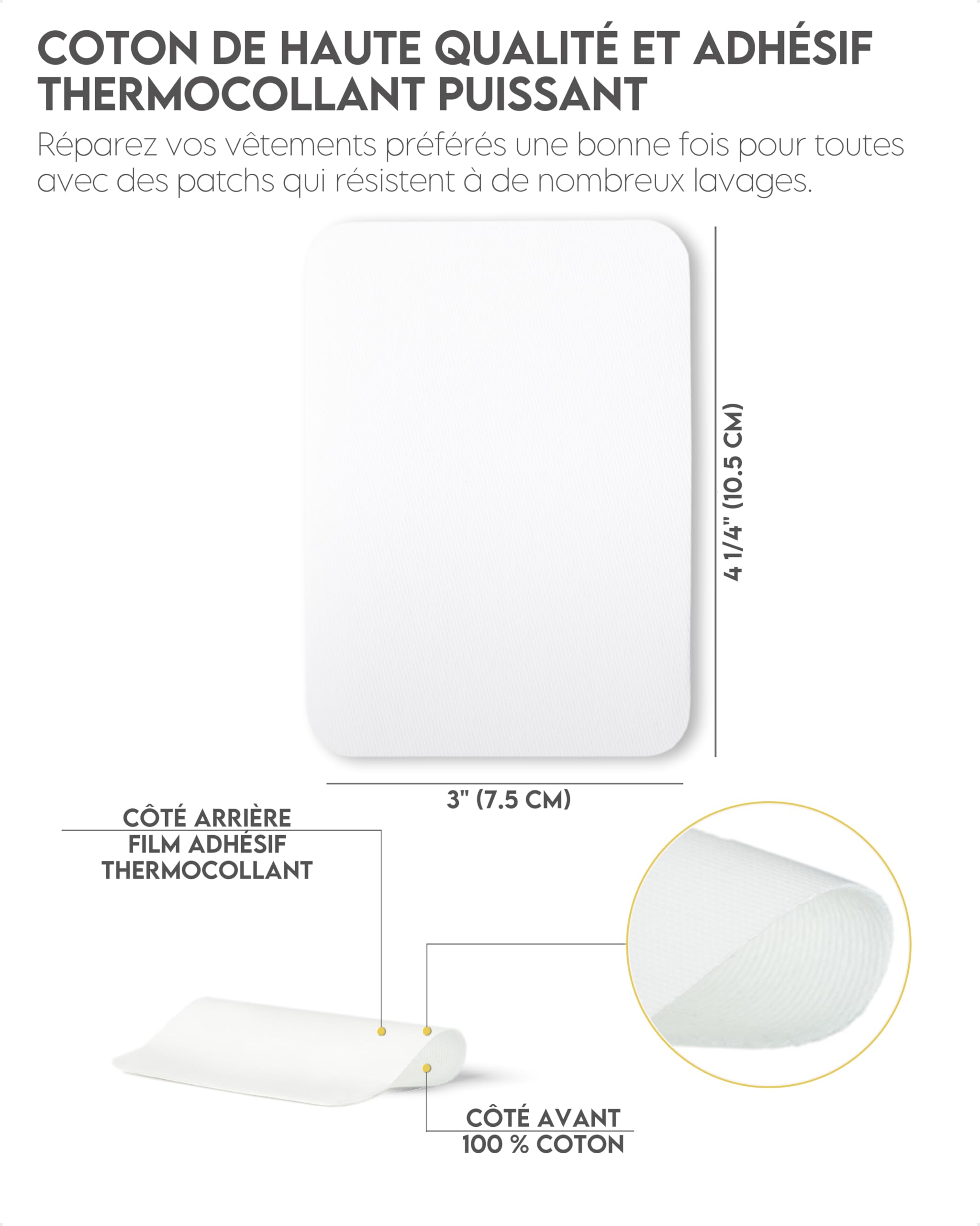 ZEFFFKA Lot de 9 patchs thermocollants de qualité supérieure pour tissu intérieur et extérieur - Colle 100 % coton blanc - Kit de décoration - 12 pièces - Dimensions : 7,6 x 10,2 cm