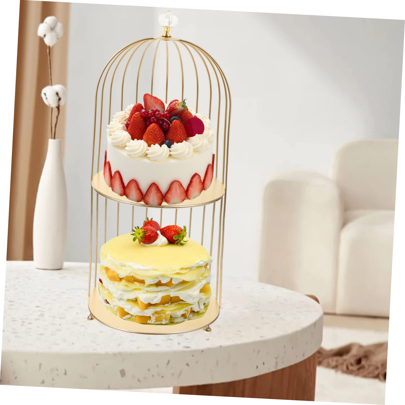 Alipis Doppelstöckiger Vogelkäfig Kuchenständer Dekorativer Make-up Hochwertiger Aufbewahrungsständer Für Hochzeit Party Vintage Kosmetikständer Für Deko Und Schmuck