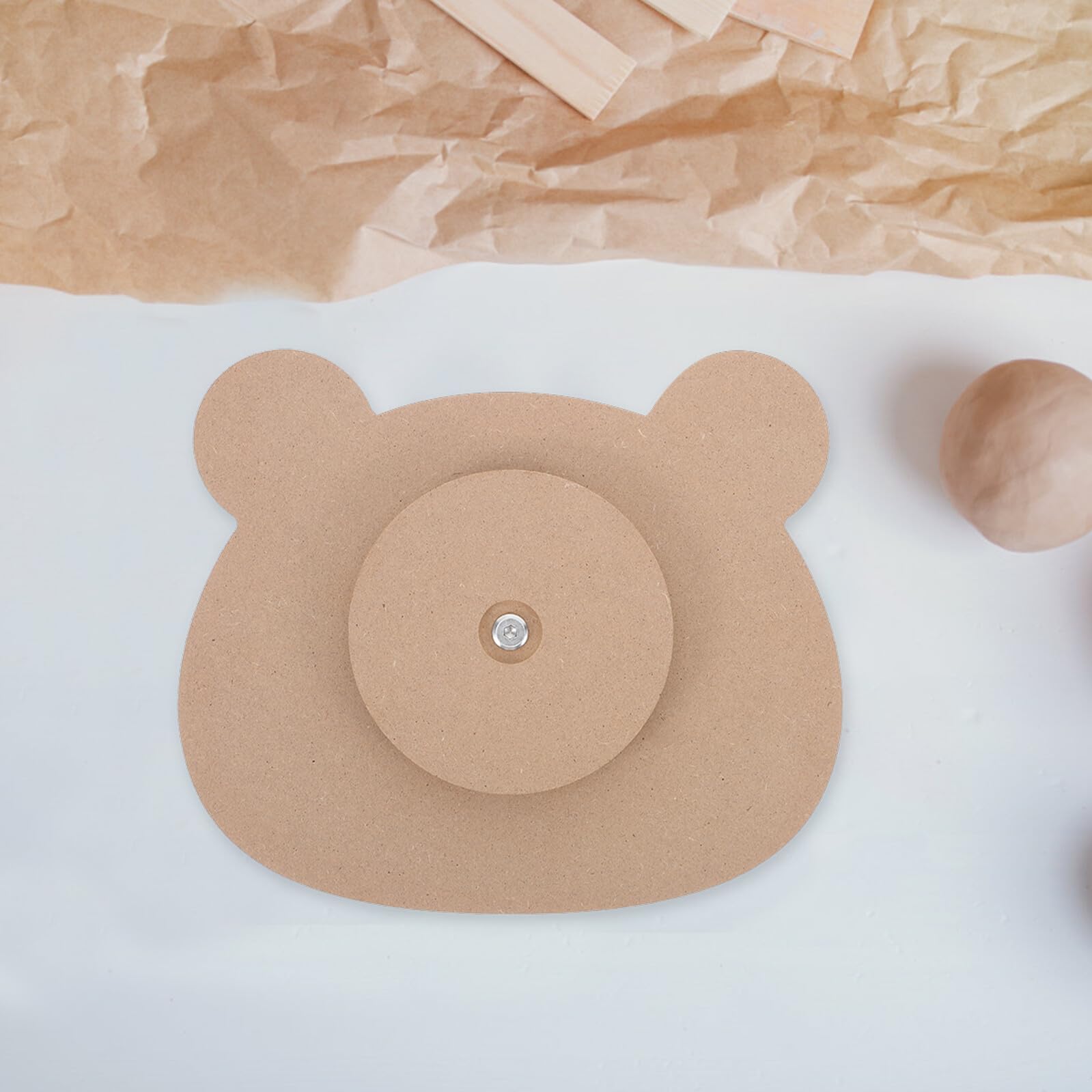 SOIMISS Stampo per Formatura Piatto in Ceramica a Forma di Orso in Legno Base, Set per Modellazione Argilla Artigianale, per Hobby Creativi e Laboratori Domestici