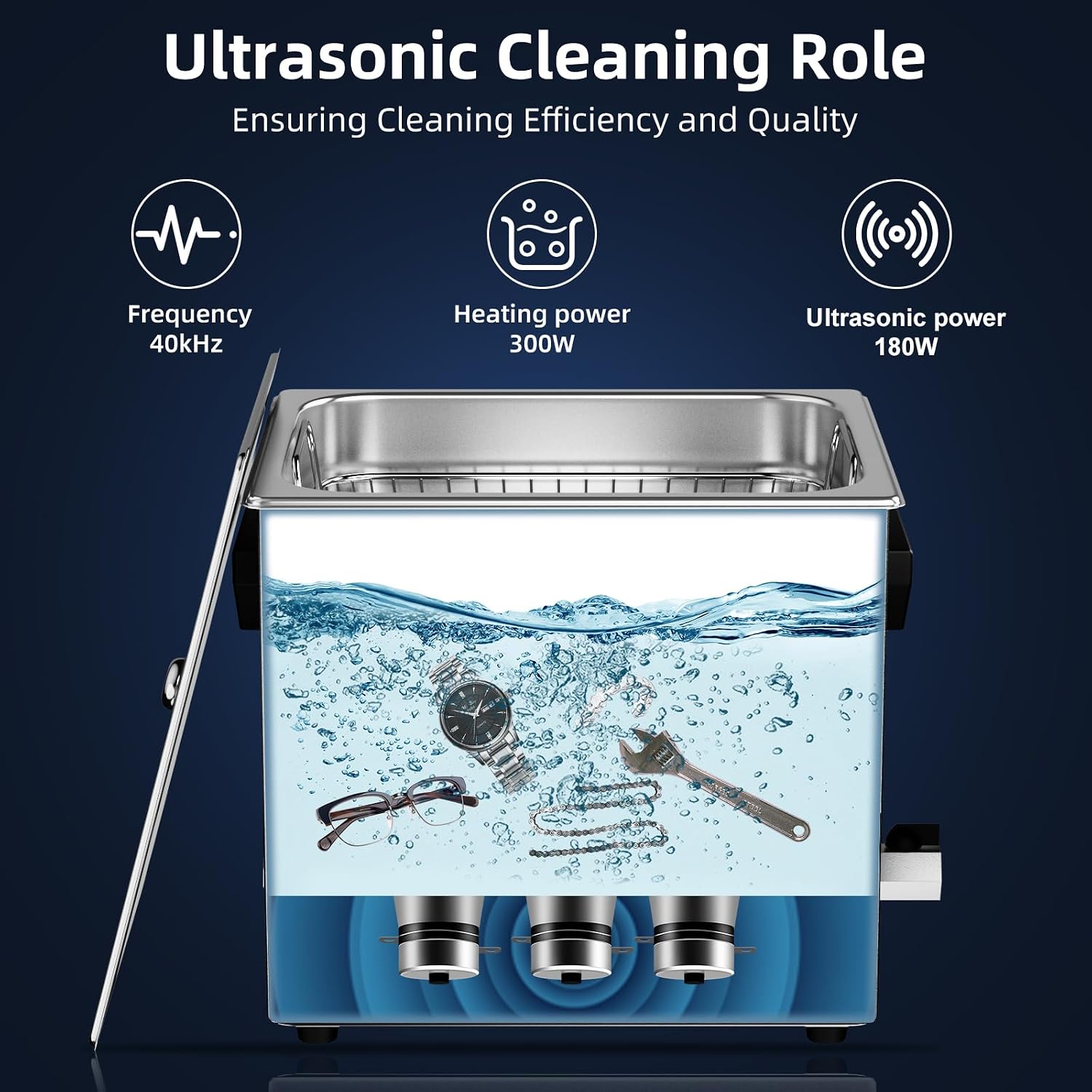 Ultrasonic Cleaner 6L 180W Digital Ultrasonic Cleaning Machine with Upgraded Degassing & Gentle Mode, 40kHz, with Heater & Timer for Tools, Jewelry, Watches, Glasses, Dentures, Small Parts image 2