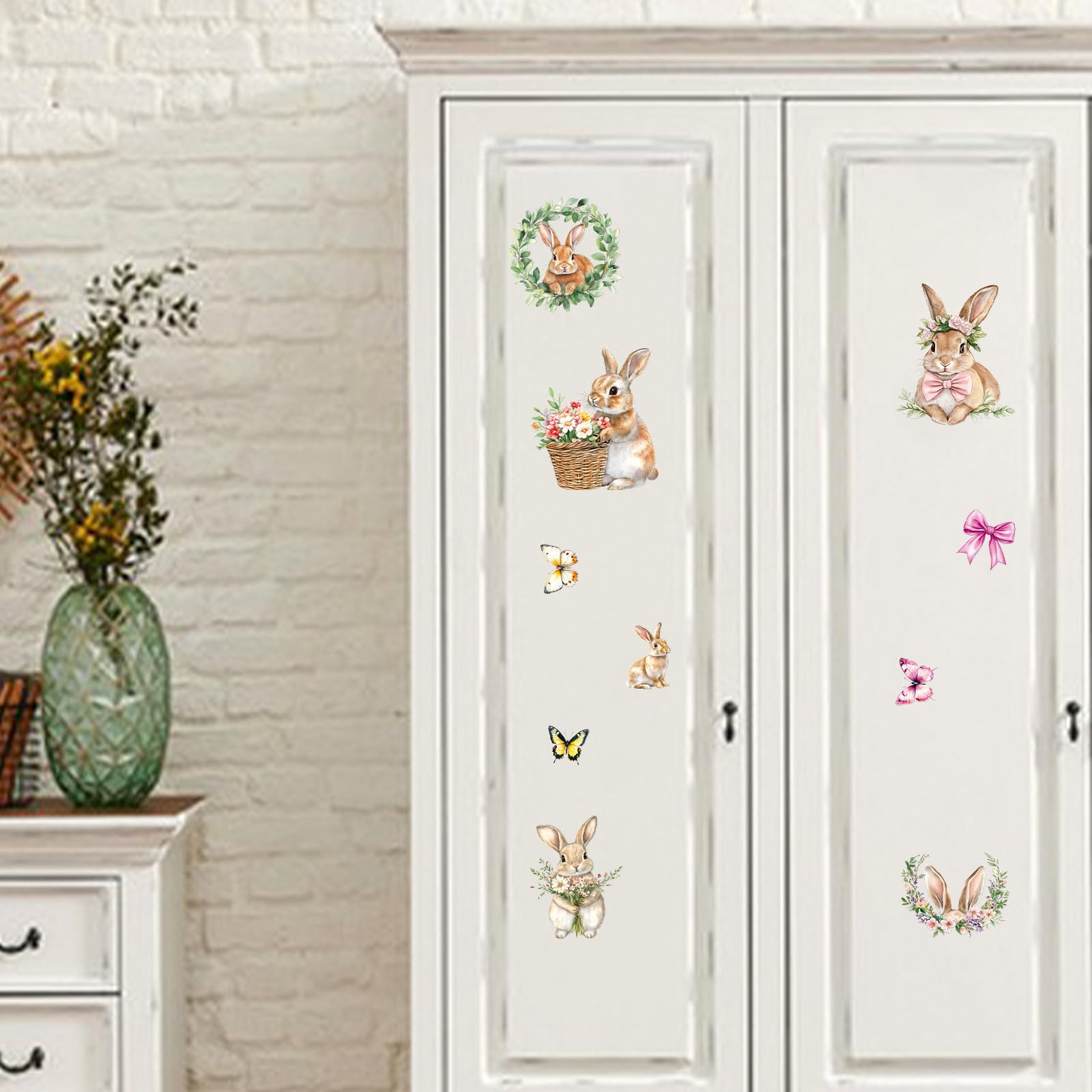 HICOHAND Rub on Transfers Stickers for Crafts Animal Theme Furniture Transfers Decor Decals for Glass Porcelain Wood Plastic Photo Albums Garden Door Bedroom Home Decor (Cute Rabbit) - Image 4