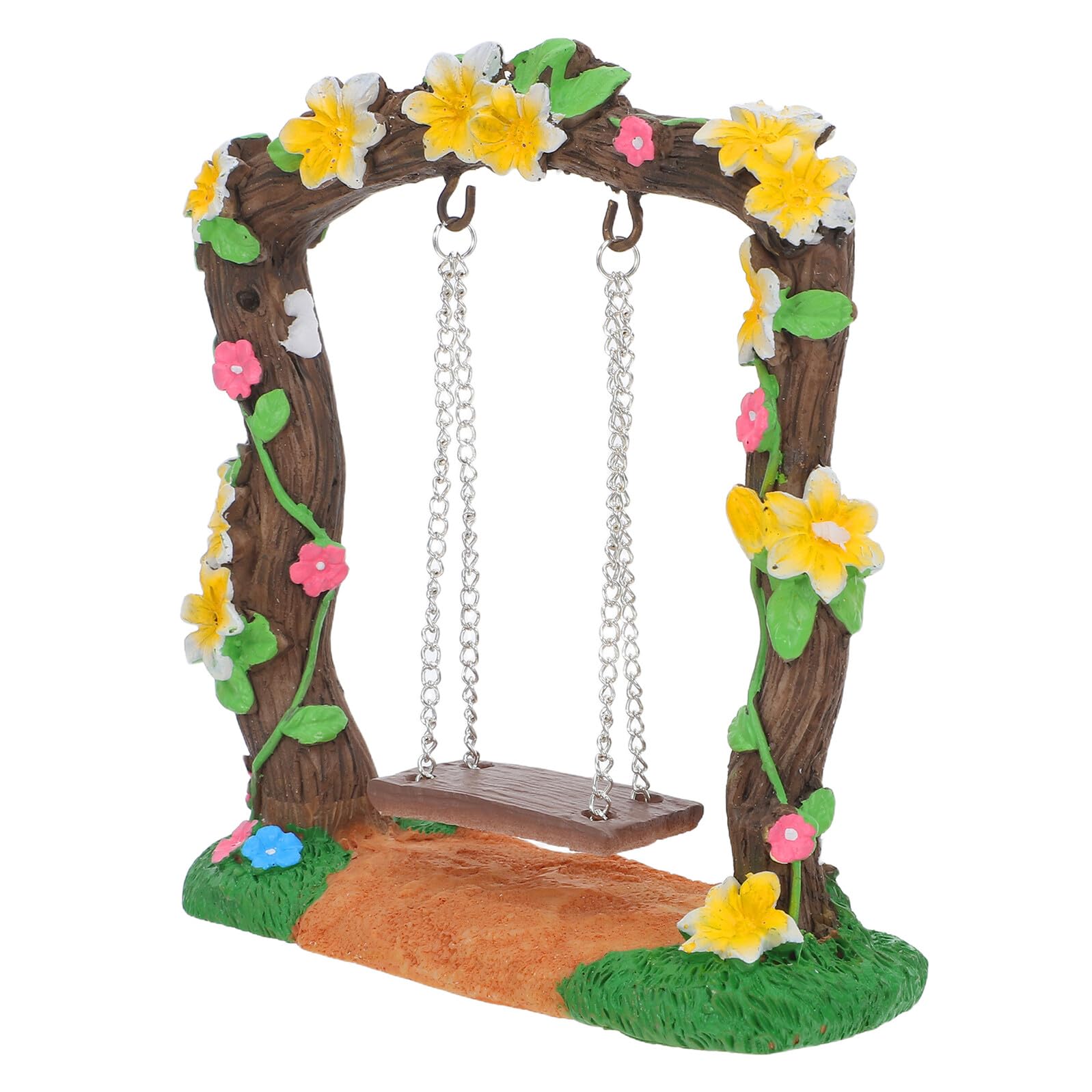 Balançoire miniature carrée en résine avec fleur d'automne pour terrarium
