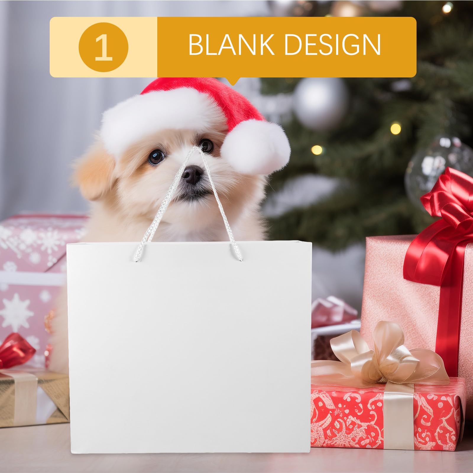 Holibanna Geschenktüten 10 Stück aus Papier mit Henkel Weiße Papiertüten Bedruckbar mit Eigenen Motiven Wiederverwendbare Einkaufstaschen für Party und Dinner