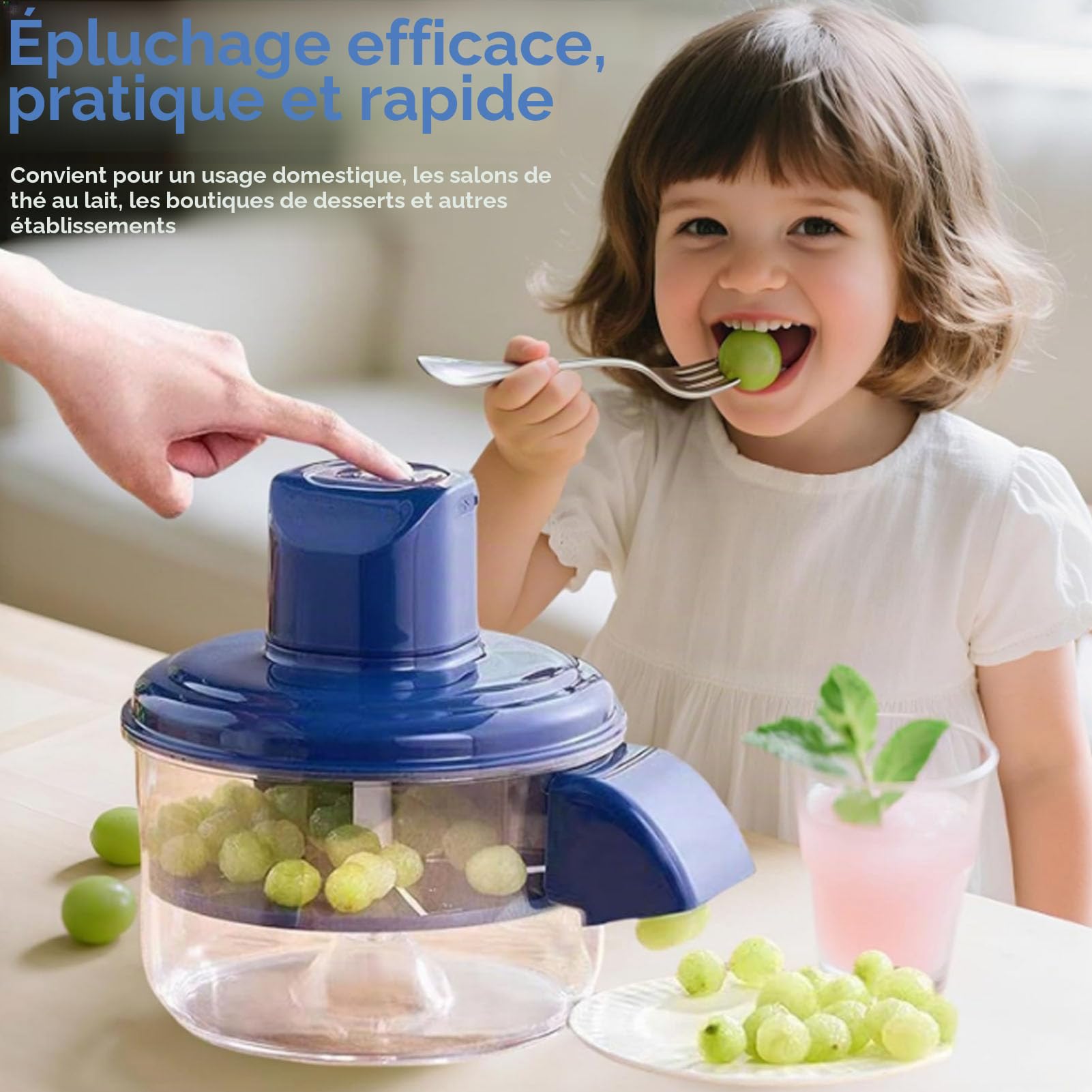 Machine de Pelage de Raisin électrique, Déchargement Automatique de Fruits Automatiques de la Cuisine de Cuisine éplucheur pour les Raisins, Cerises, L'ail, les Petits Fruits
