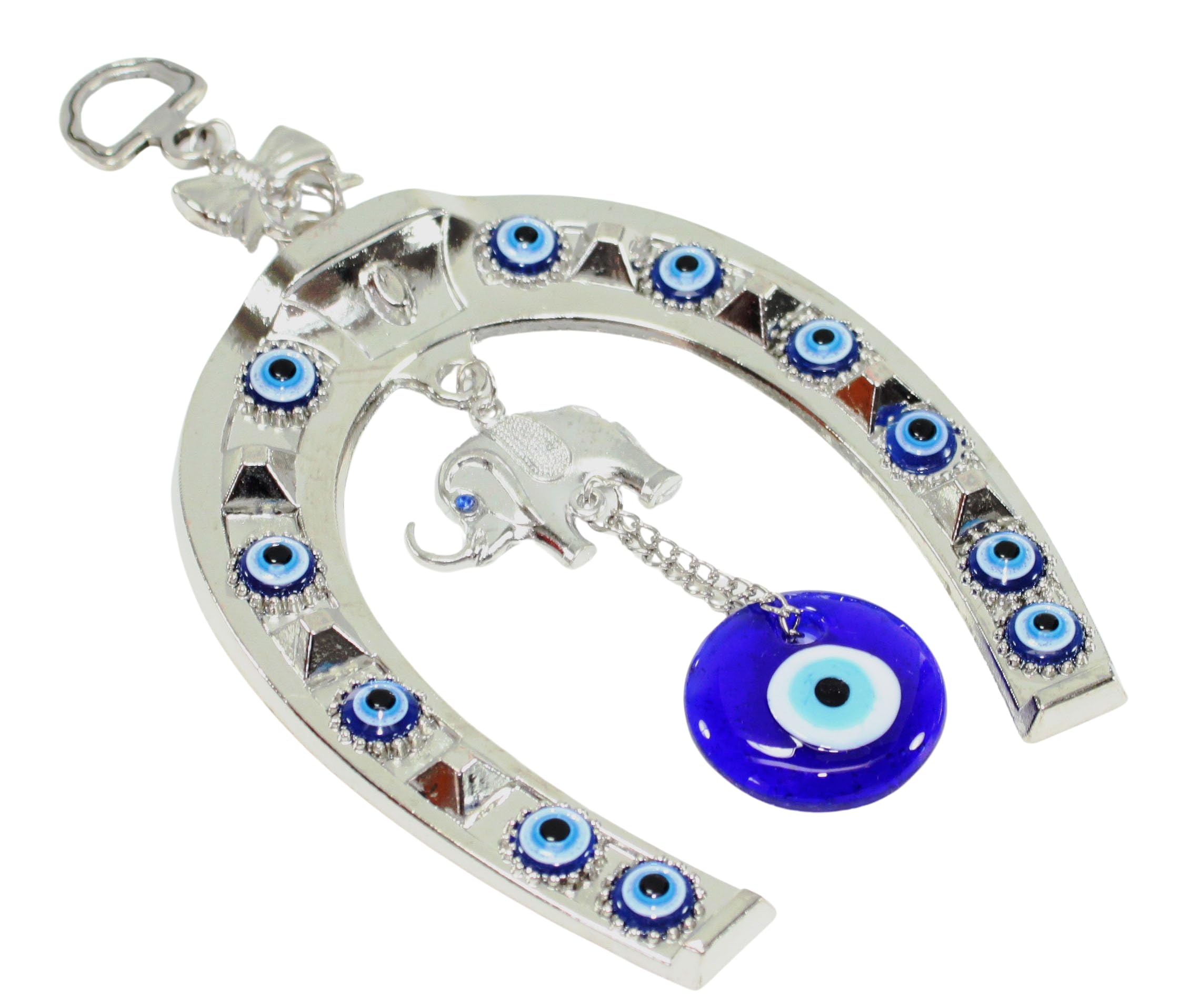 Horse Shoe Elephant Turkish Blue Evil Eye (Nazar) Amulet Wall Hanging Protection Home Dec…