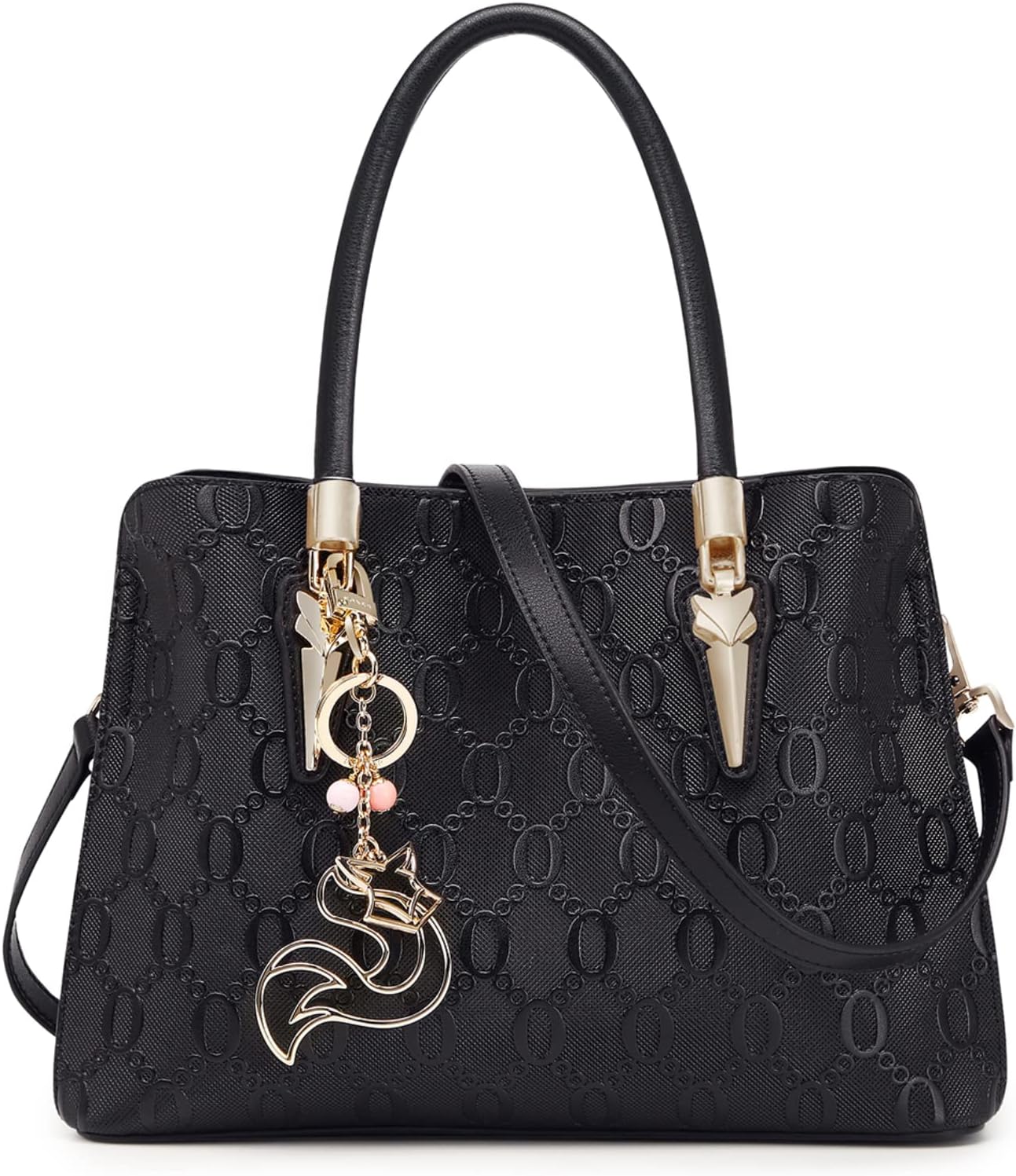FOXLOVER Small Cow Leather Handbags for Women Shoulder Bag Monogram Designer Tote Bag Top-Handle Satchel Purse