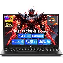 NIMO Light-Gaming-Laptop, AMD Ryzen 7 7735HS (Beats i7-12650H), 16GB DDR5 256GB SSD, 100W PD, Radeon 680M 15.6" FHD Backlit KB Fingerprint Computer for Business Gaming College School