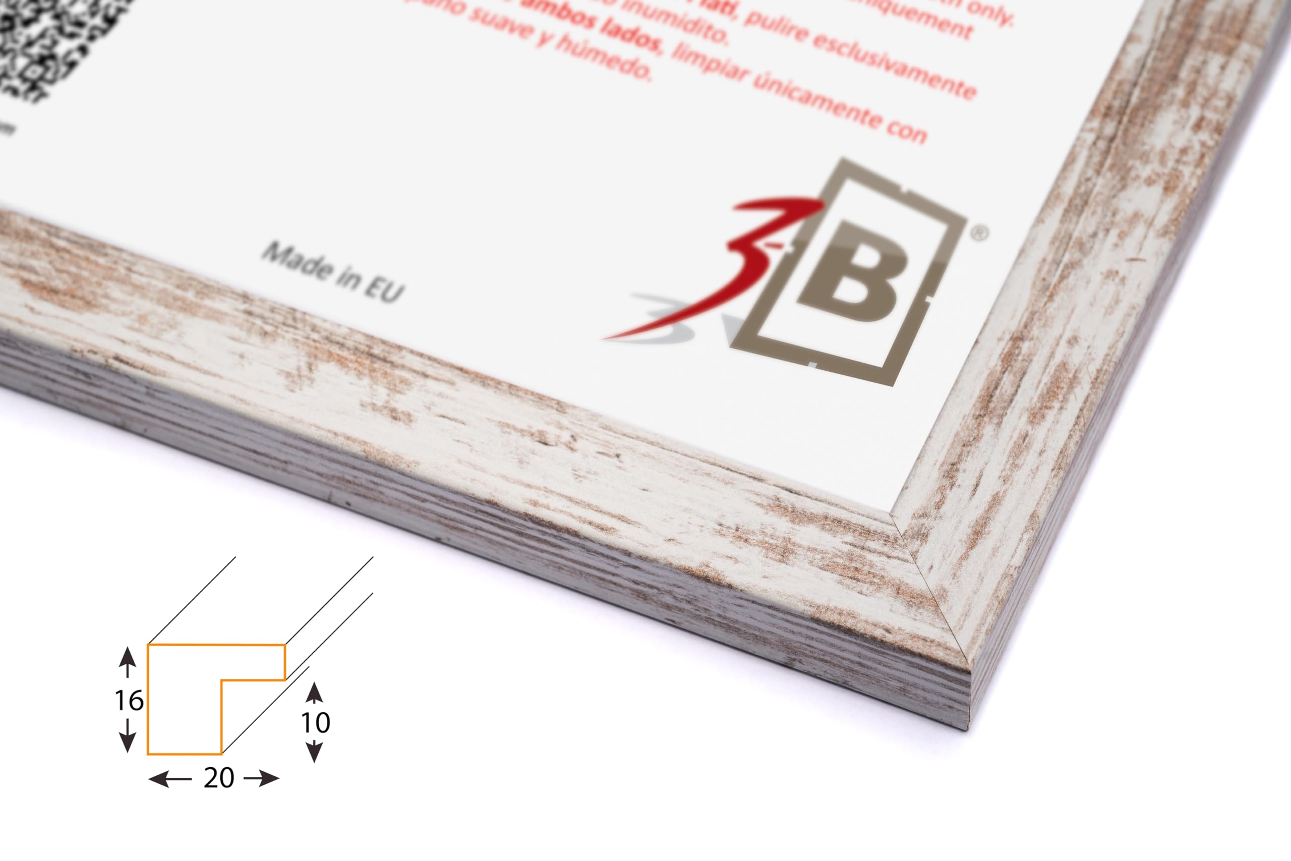 Cornice portafoto HIT 15x21 cm A5 legno bianco rustico con vetro