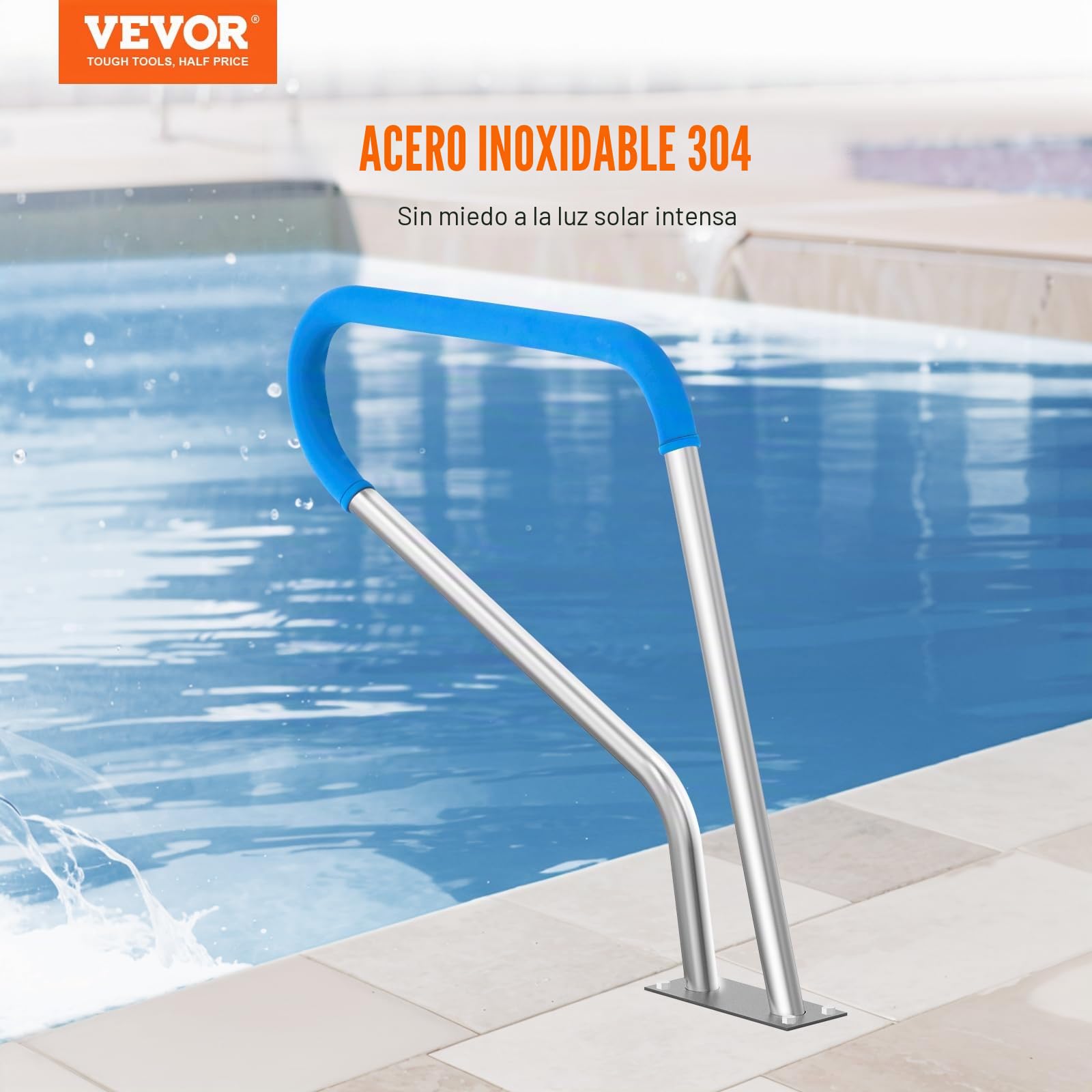 VEVOR Barandilla para Piscina 990 x 100 x 812 mm, Pasamanos para Piscina de Acero Inoxidable con Placa Base Barra de Seguridad Antioxidante para Piscinas, Interiores, Exteriores, Terrazas, Spas