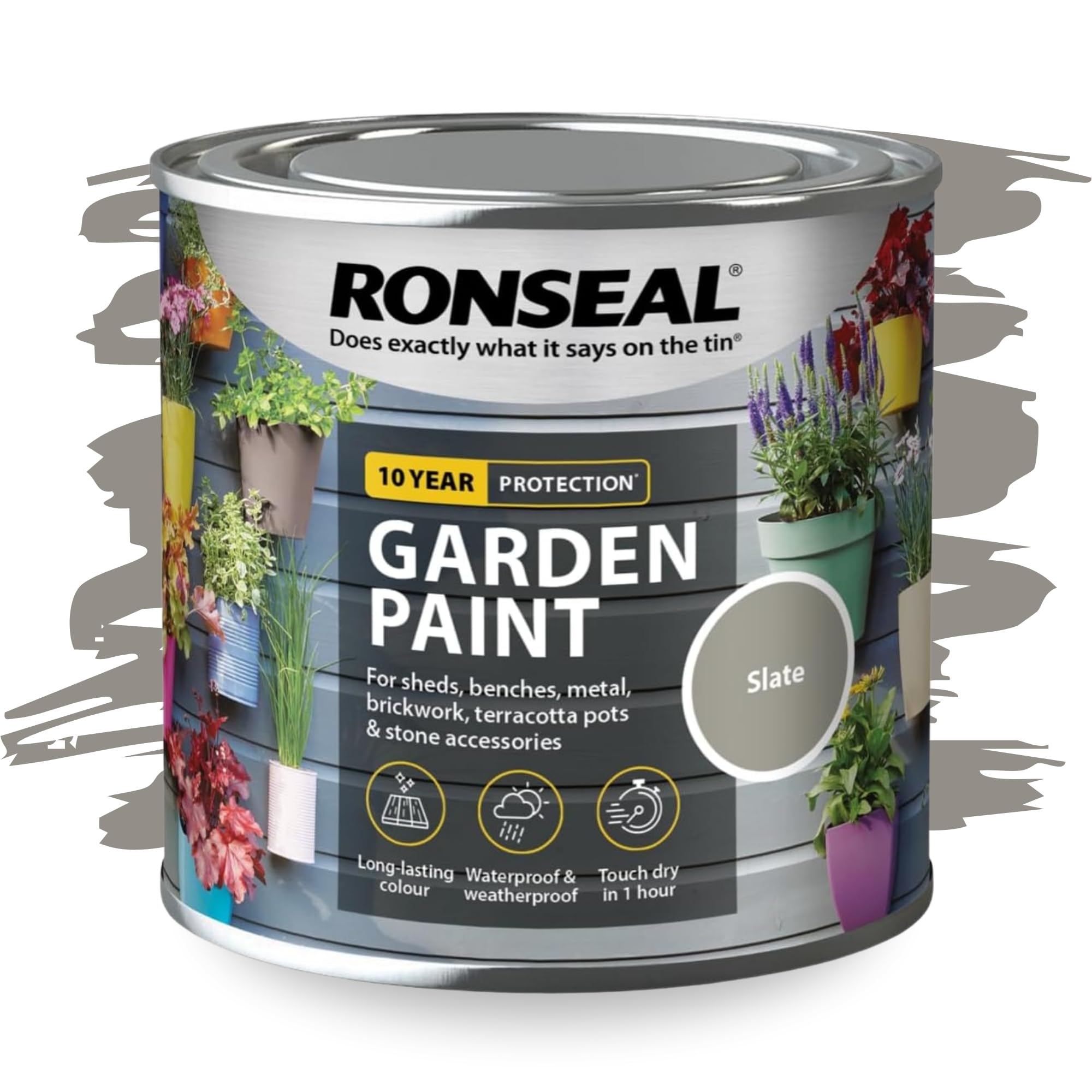 SAVING HUB Garden Paint 250ml – Exterior Multi-Surface Paint for Wood, Fence, Brick, Metal, Stone & Terracotta – Waterproof Weather Resistant Matt Finish for Sheds, Garden & Outdoor Use (Slate)